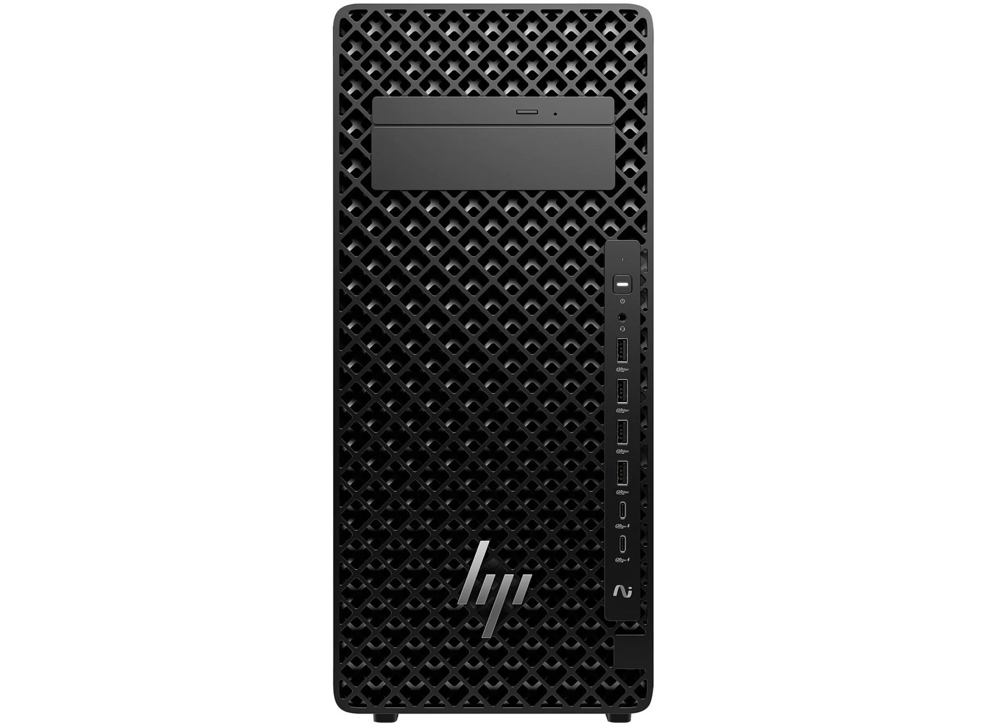 HP Z2 Tower G1i E30MQEA - façade et ports avant Façade de la station de travail HP Z2 Tower G1i E30MQEA