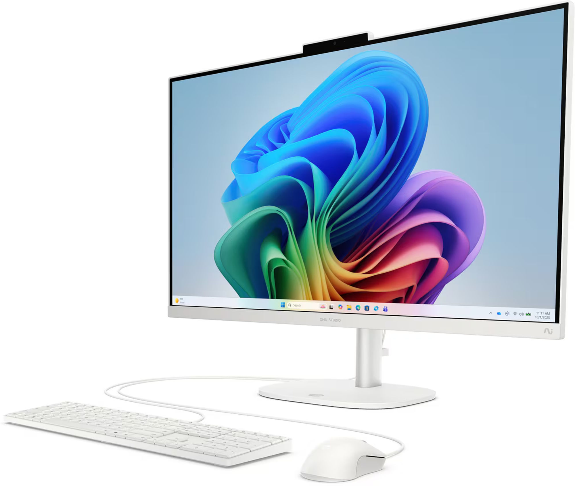 HP OmniStudio 27-cy0044nf avec processeur Intel Ultra 7 355 HP OmniStudio 27-cy0044nf vue oblique de l'écran