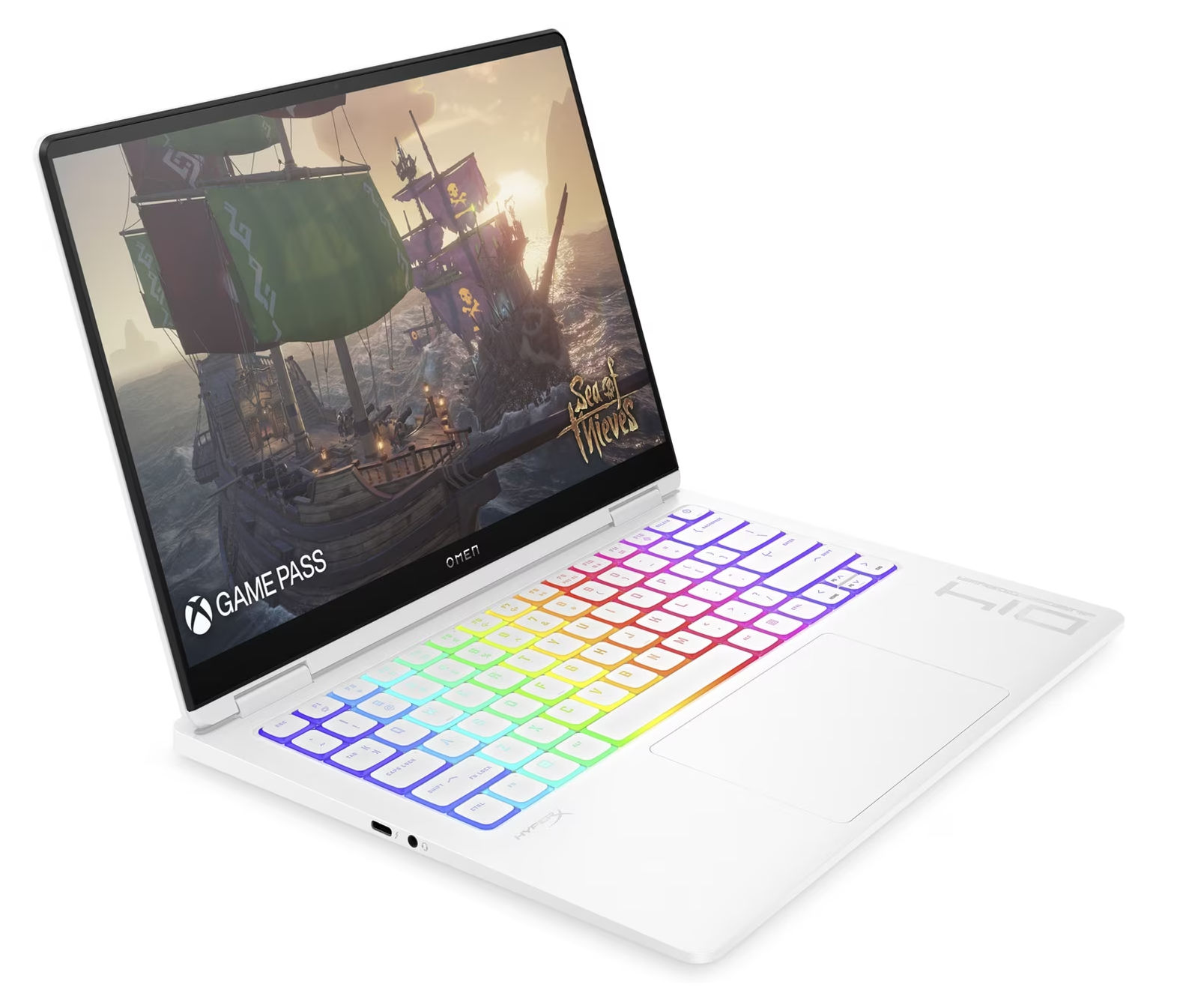 HP Omen Transcend 14-fb1047nf – vue de face HP Omen Transcend 14-fb1047nf présenté de face avec son écran OLED et son clavier rétroéclairé