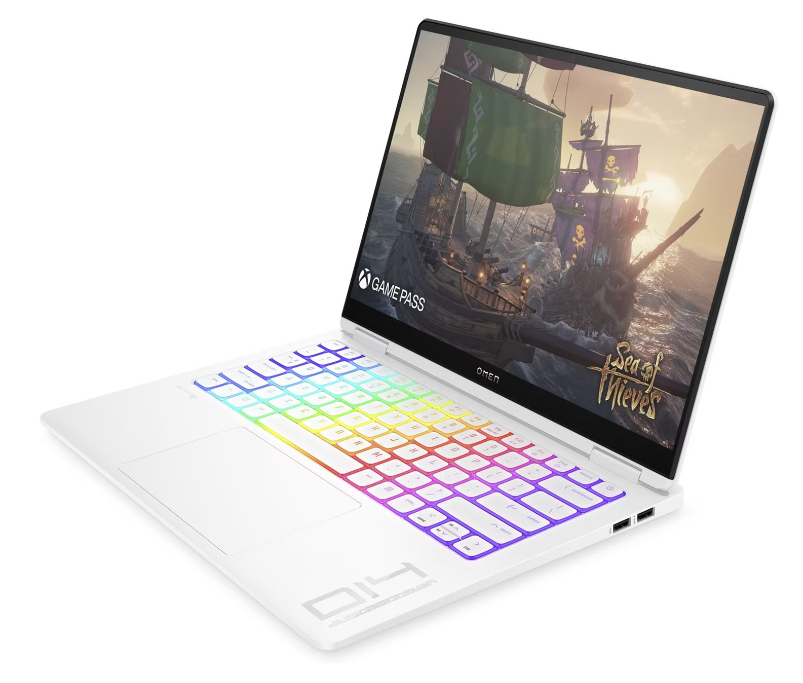 HP Omen Transcend 14-fb1047nf – écran OLED 120 Hz Écran OLED du HP Omen Transcend 14-fb1047nf affiché en position ouverte