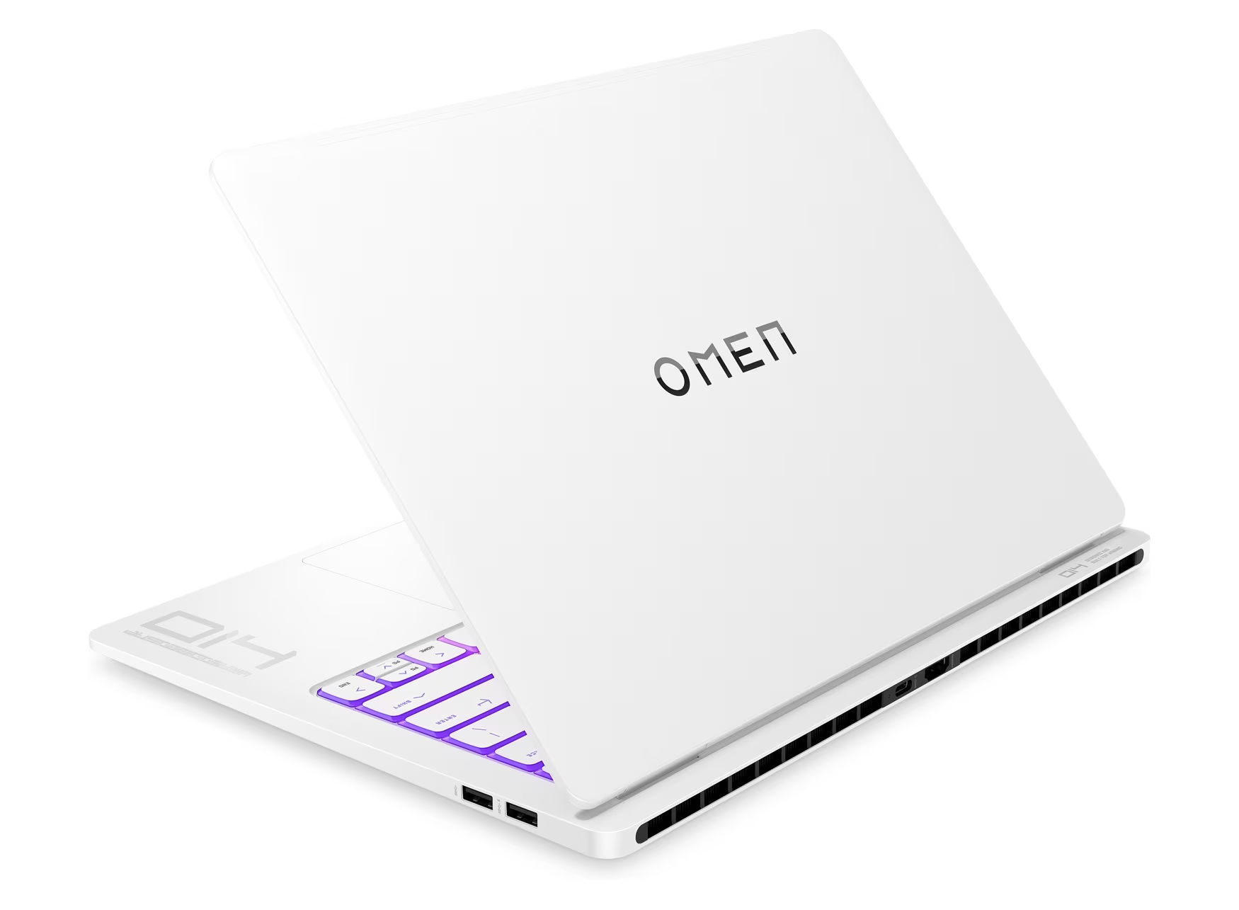 HP Omen Transcend 14-fb1047nf – profil du châssis Profil du HP Omen Transcend 14-fb1047nf montrant la finesse de son châssis gamer