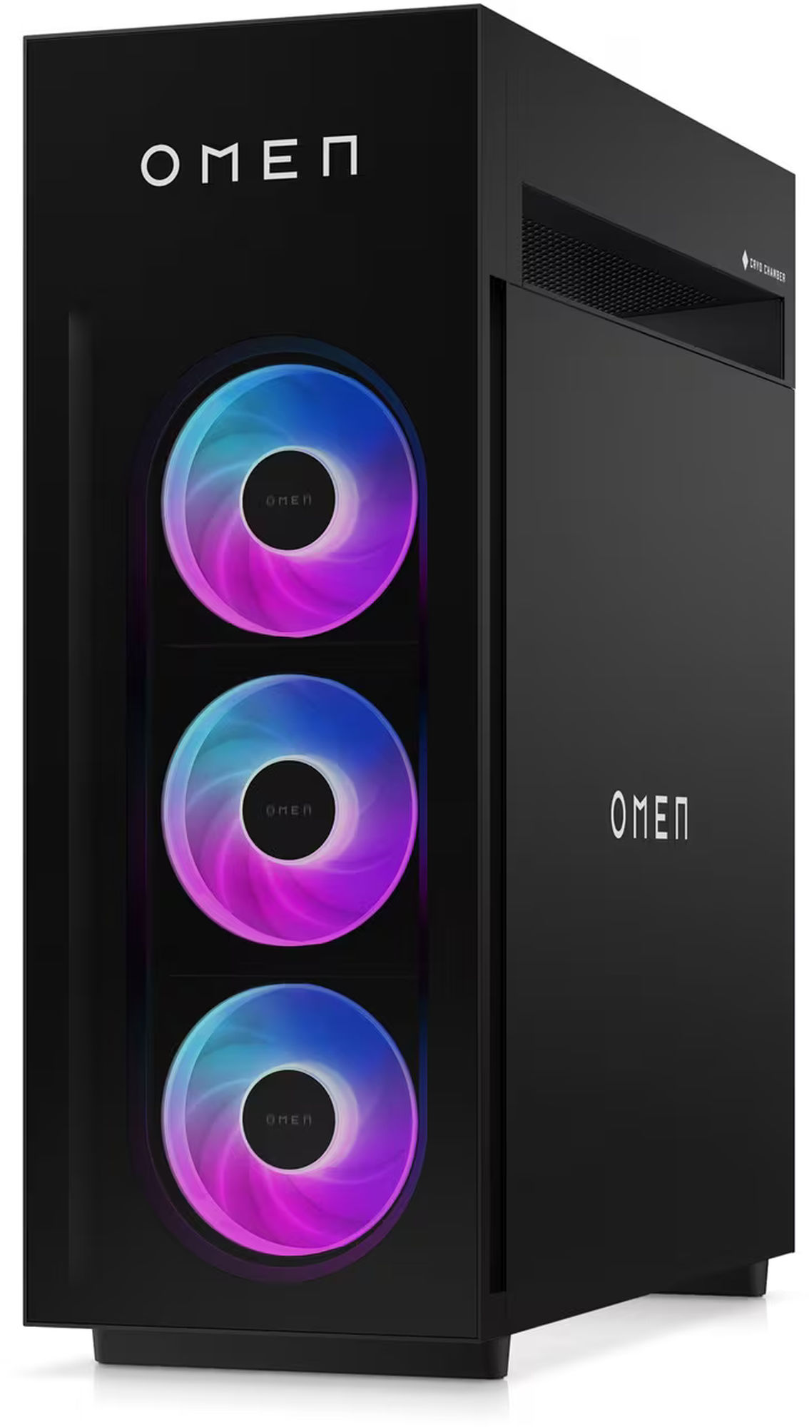 Boîtier grand tour HP OMEN MAX 45L GT23-0049nf Vue trois-quarts du boîtier HP OMEN MAX 45L noir