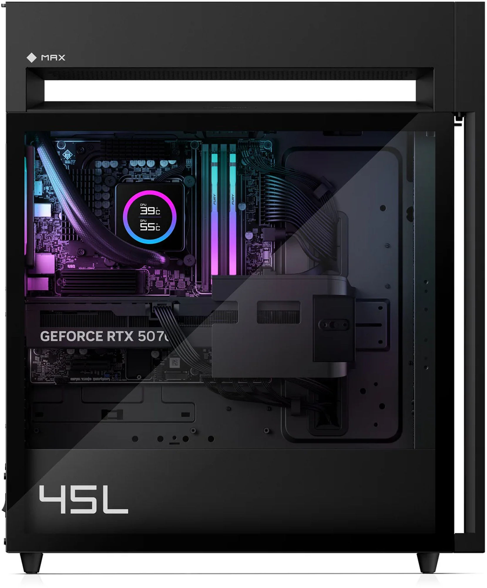 Agencement interne et refroidissement du HP OMEN MAX 45L Vue intérieure de la gamme HP OMEN MAX 45L