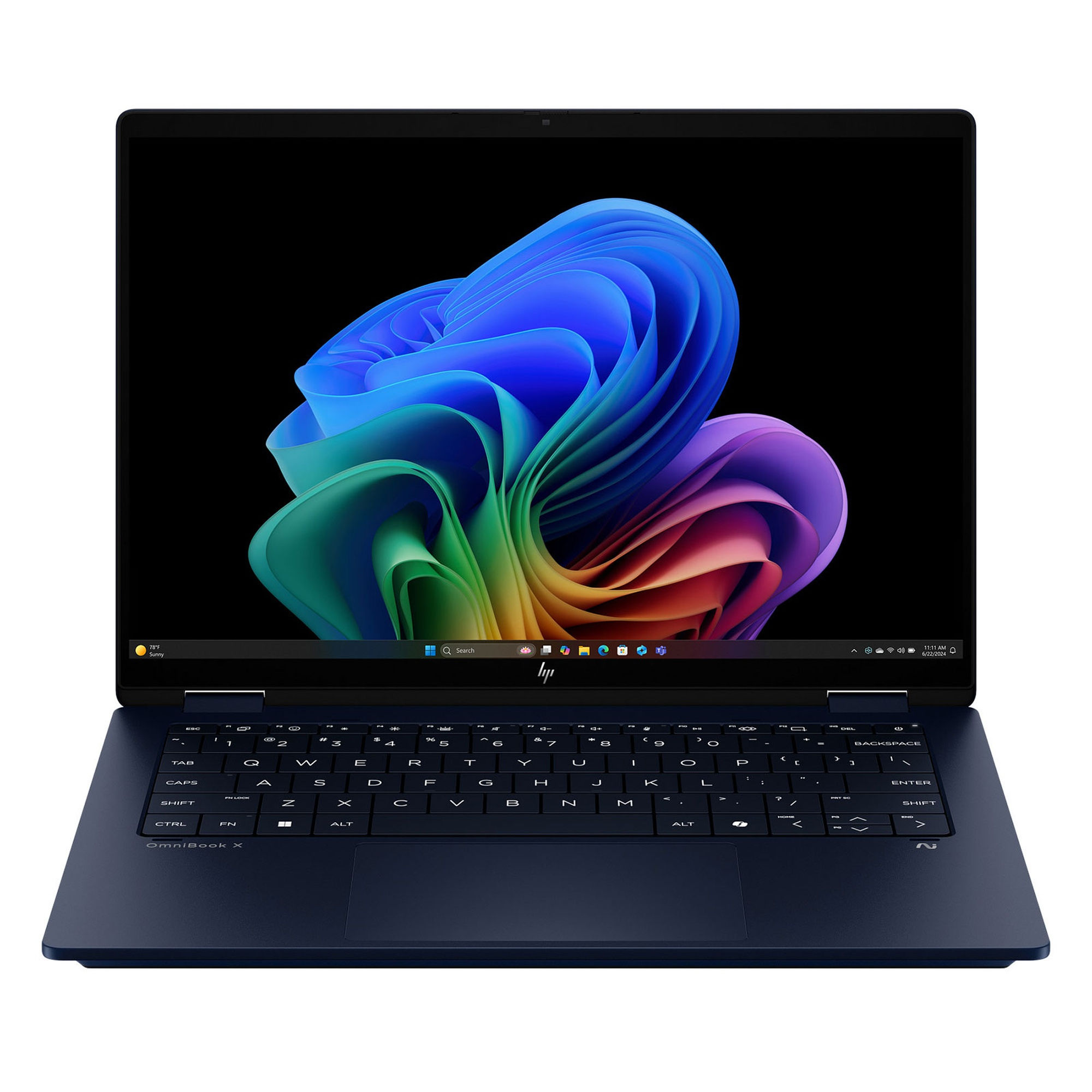 Configuration convertible du HP OmniBook X Flip 2 en 1 14-fm0007nfx HP OmniBook X Flip 2 en 1 14-fm0007nfx présenté dans une configuration convertible