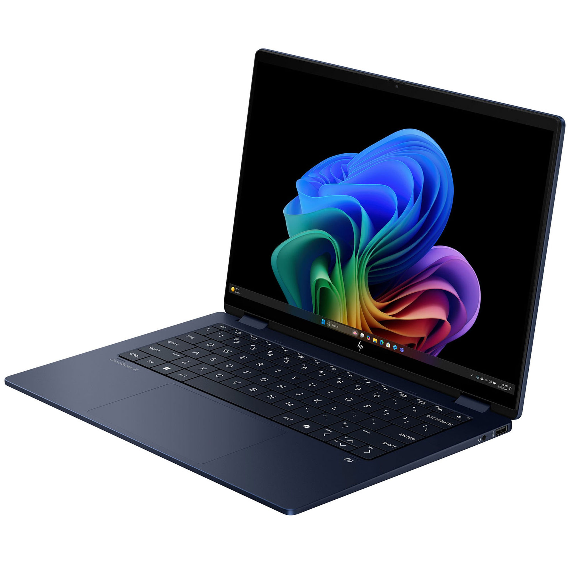 Clavier et conception du HP OmniBook X Flip 2 en 1 14-fm0007nfx Châssis et clavier du HP OmniBook X Flip 2 en 1 14-fm0007nfx