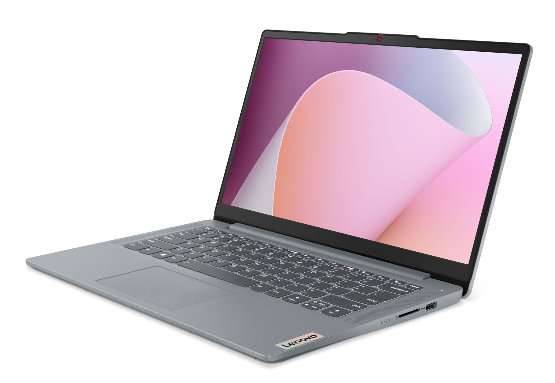 Profil droit du Lenovo IdeaPad Slim 3 14AMN8 avec son châssis fin Lenovo IdeaPad Slim 3 14AMN8 82XN007NFR profil droit