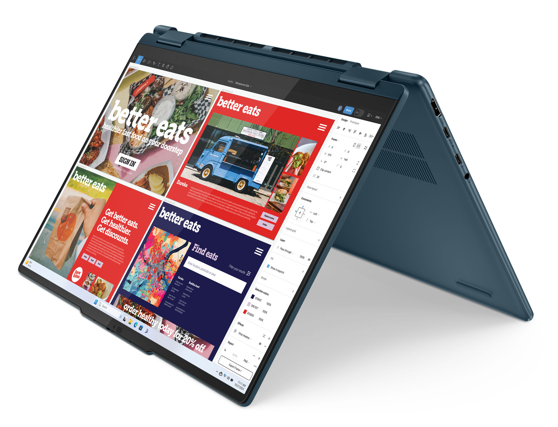 Yoga 7 14IML9 en usage bureautique et web Lenovo Yoga 7 14IML9 en mode présentation pour le web et la bureautique