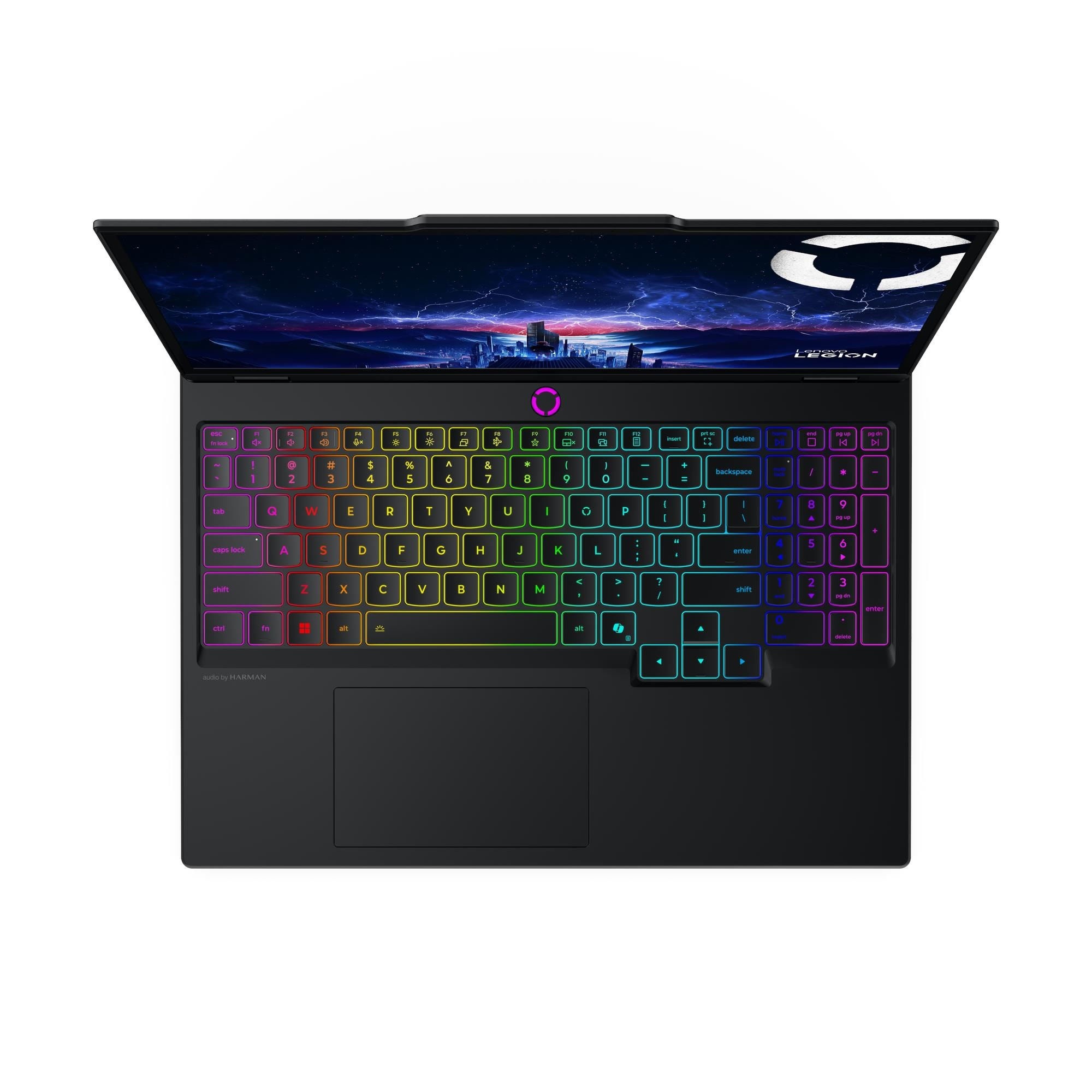 Clavier rétroéclairé RGB du Lenovo LOQ 15IRX10 (83JE00TMFR) Clavier RGB du Lenovo LOQ 15IRX10 83JE00TMFR vu du dessus
