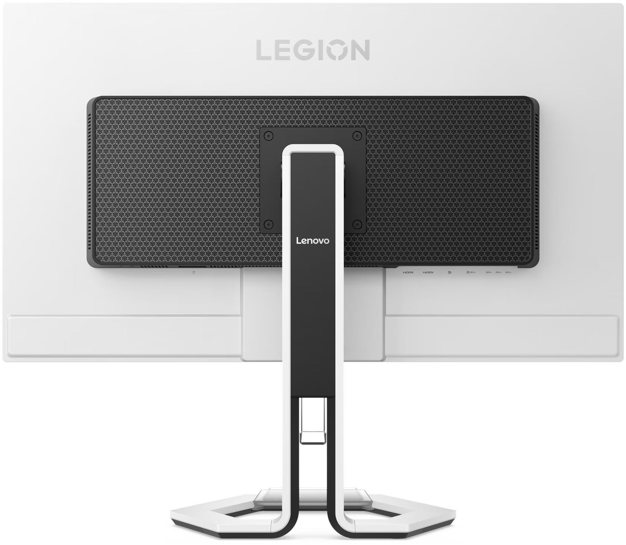 Lenovo Legion Pro 32UD-10 : vue arrière avec pied ajustable Lenovo Legion Pro 32UD-10 vue arrière du pied et de la fixation