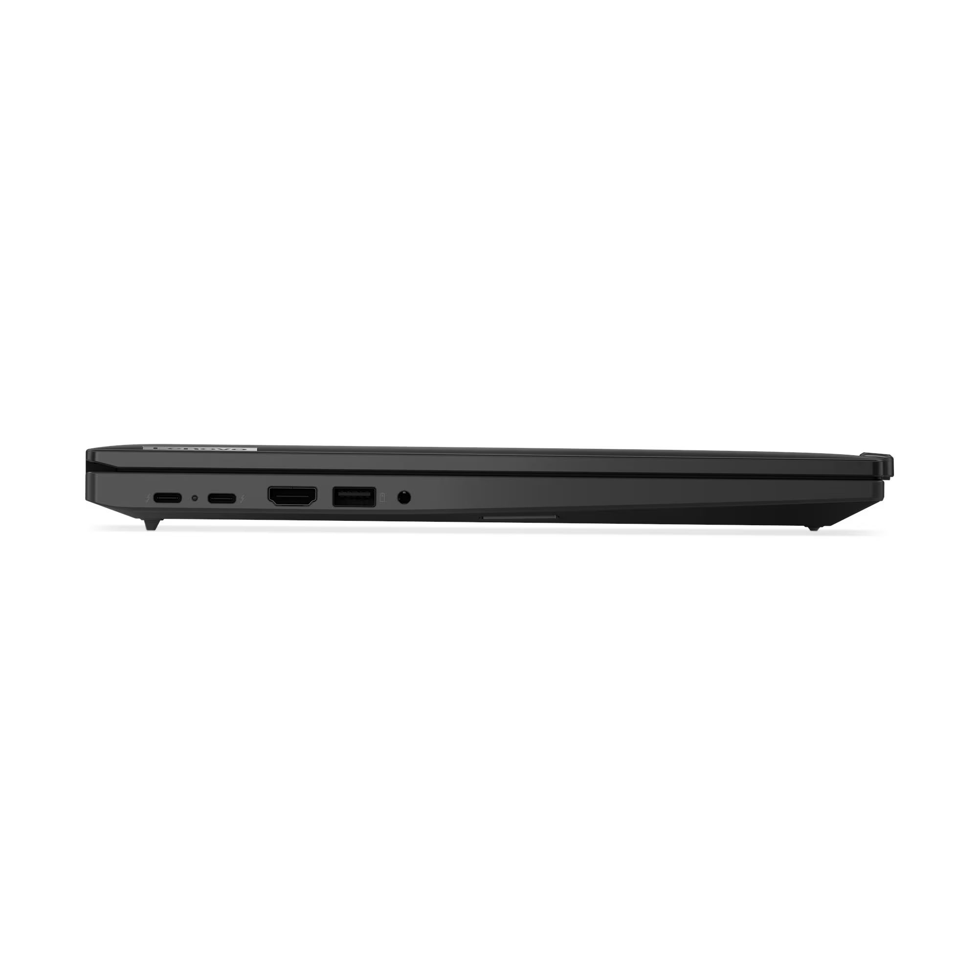 Lenovo ThinkPad P16s Gen 4 21RX000YFR : profil fin et ports sur la tranche Lenovo ThinkPad P16s Gen 4 21RX000YFR profil gauche fermé