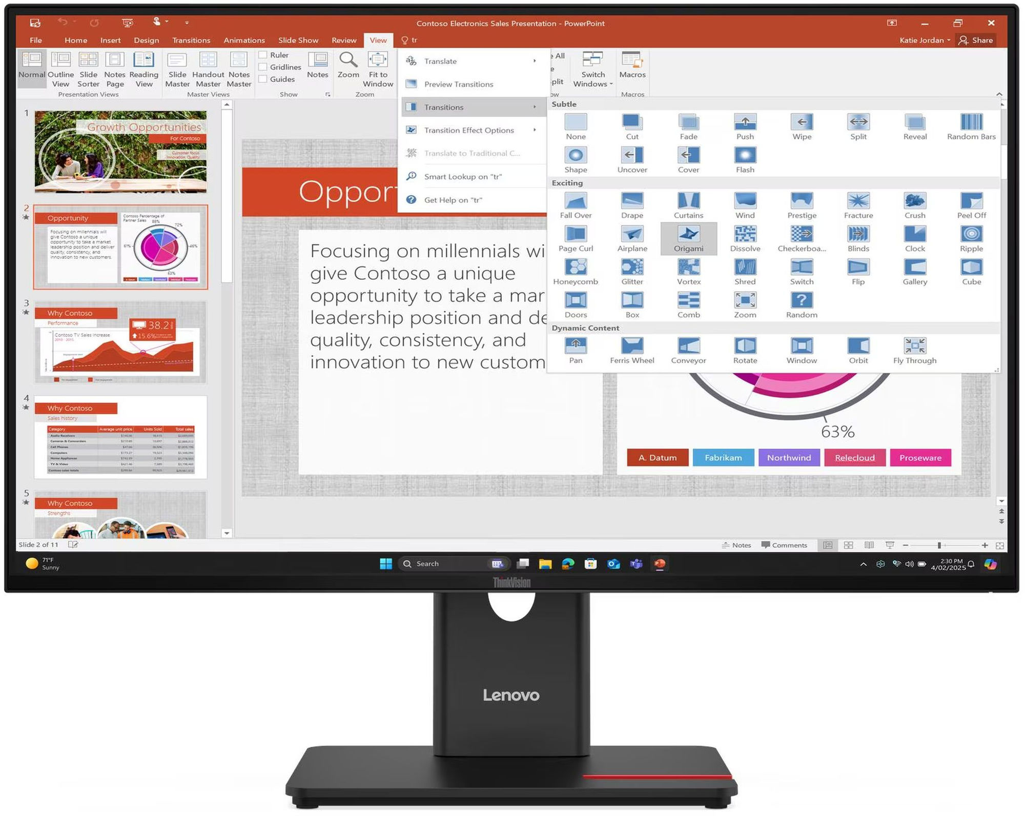 Lenovo ThinkVision T27-40 64A5MAT6EU vue de face Lenovo ThinkVision T27-40 64A5MAT6EU vue de face