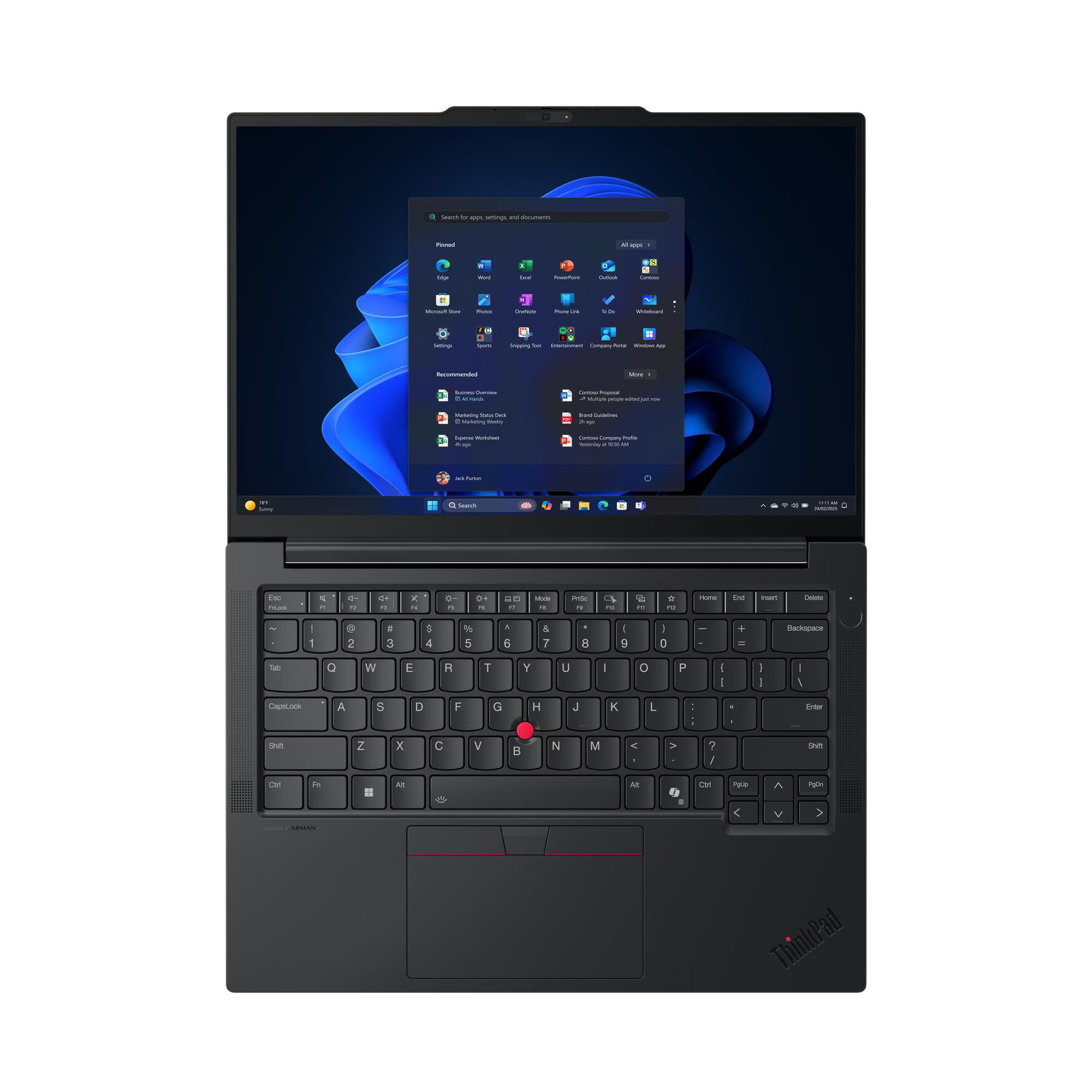Lenovo ThinkPad E14 Gen 7 21U2000GFR vue de dessus ouverte Lenovo ThinkPad E14 Gen 7 21U2000GFR vue de dessus ouverte