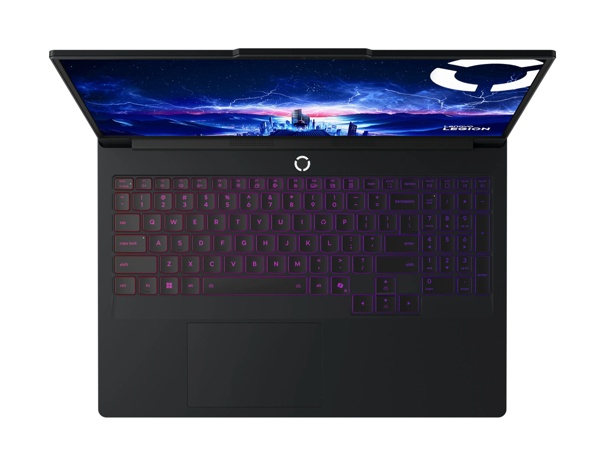 Lenovo Legion Pro 7 16IAX10H 83F500LCFR clavier et écran vus du dessus Lenovo Legion Pro 7 16IAX10H 83F500LCFR clavier et écran vus du dessus