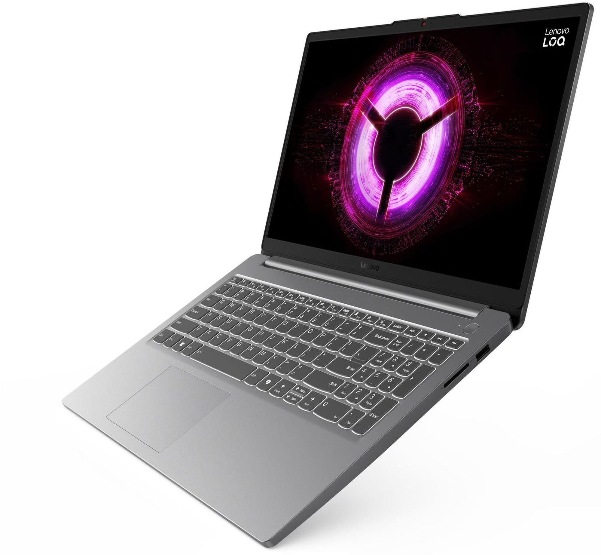 Vue avant droite du Lenovo LOQ 15ARP10E (83S00077FR) Vue avant droite du Lenovo LOQ 15ARP10E (83S00077FR)