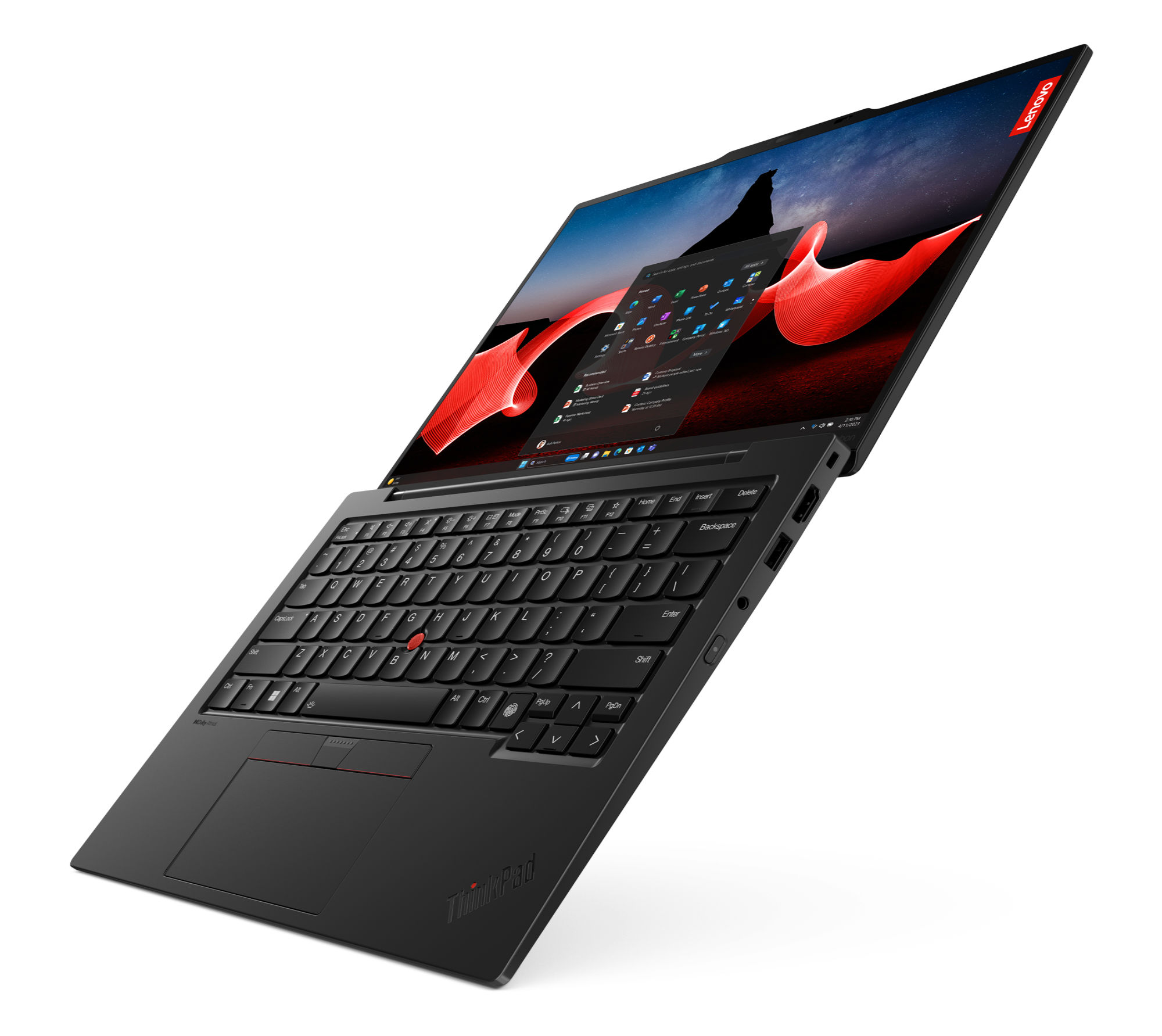 Lenovo ThinkPad X1 Carbon Gen 12 (21KC00F9FR) en vue plongeante Lenovo ThinkPad X1 Carbon Gen 12 (21KC00F9FR) en vue plongeante