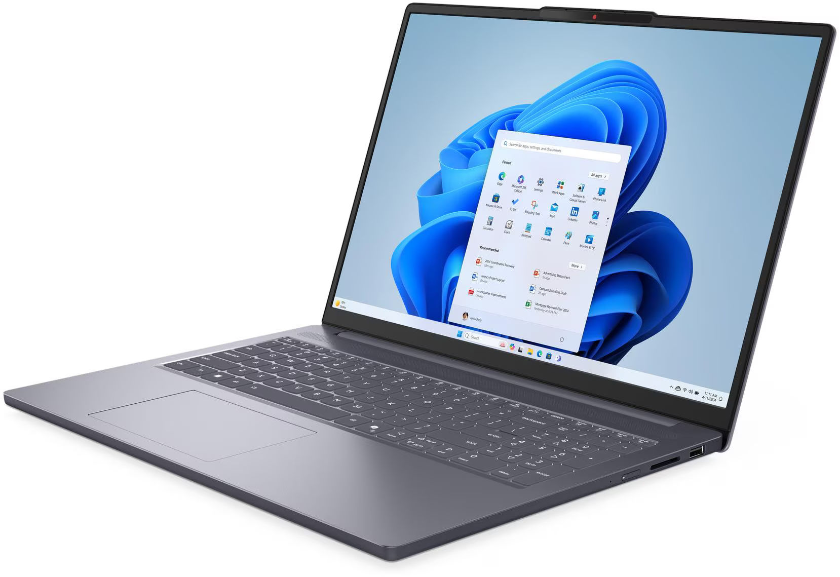 Lenovo IdeaPad Slim 3 16ARP10 83K800BKFR - écran et clavier Lenovo IdeaPad Slim 3 16ARP10 83K800BKFR avec écran et clavier visibles