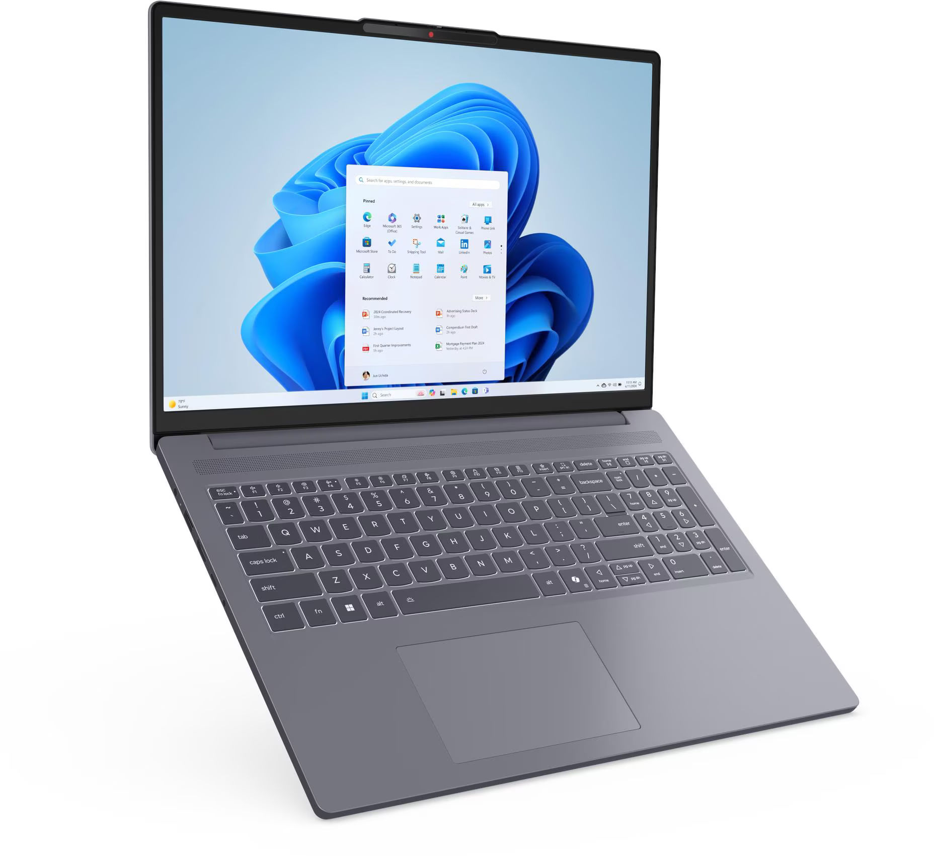 Lenovo IdeaPad Slim 3 16ARP10 83K800BKFR - vue de face Lenovo IdeaPad Slim 3 16ARP10 83K800BKFR vu de face avec grand écran 16 pouces