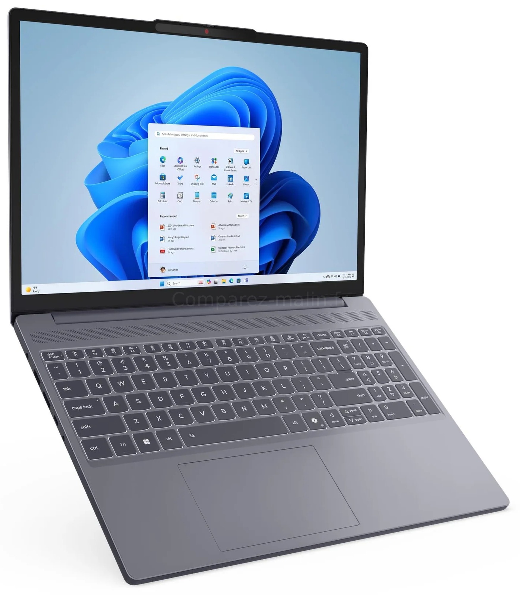 Lenovo IdeaPad Slim 3 15ARP10 83K700GNFR écran ouvert et clavier Lenovo IdeaPad Slim 3 15ARP10 83K700GNFR écran ouvert et clavier