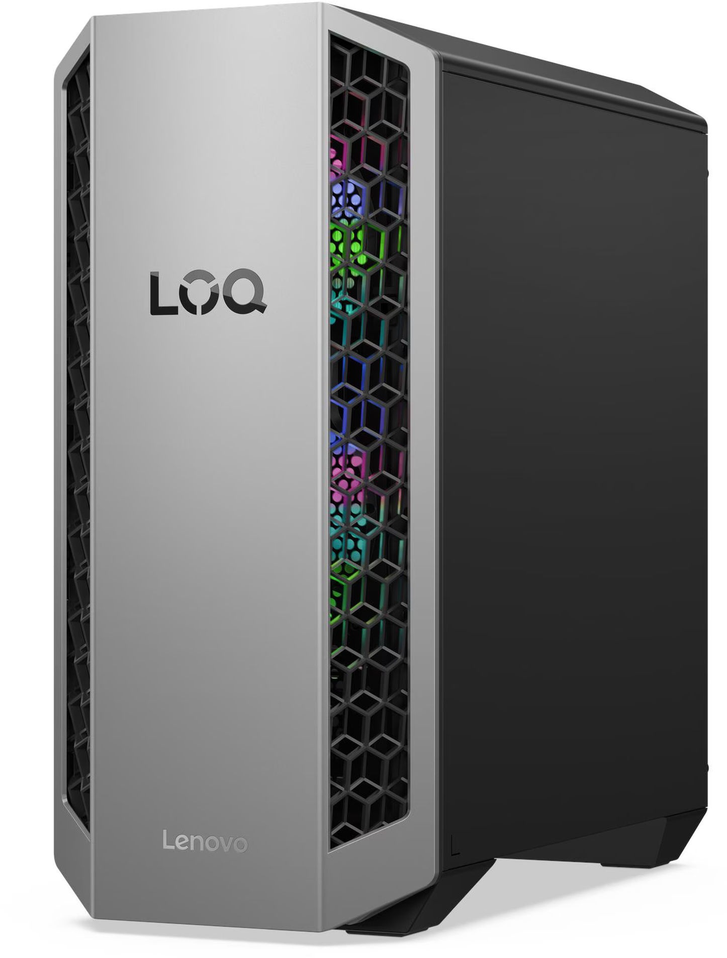 Lenovo LOQ Tower 26ADR10 - vue trois quarts Lenovo LOQ Tower 26ADR10 vue trois quarts arrière