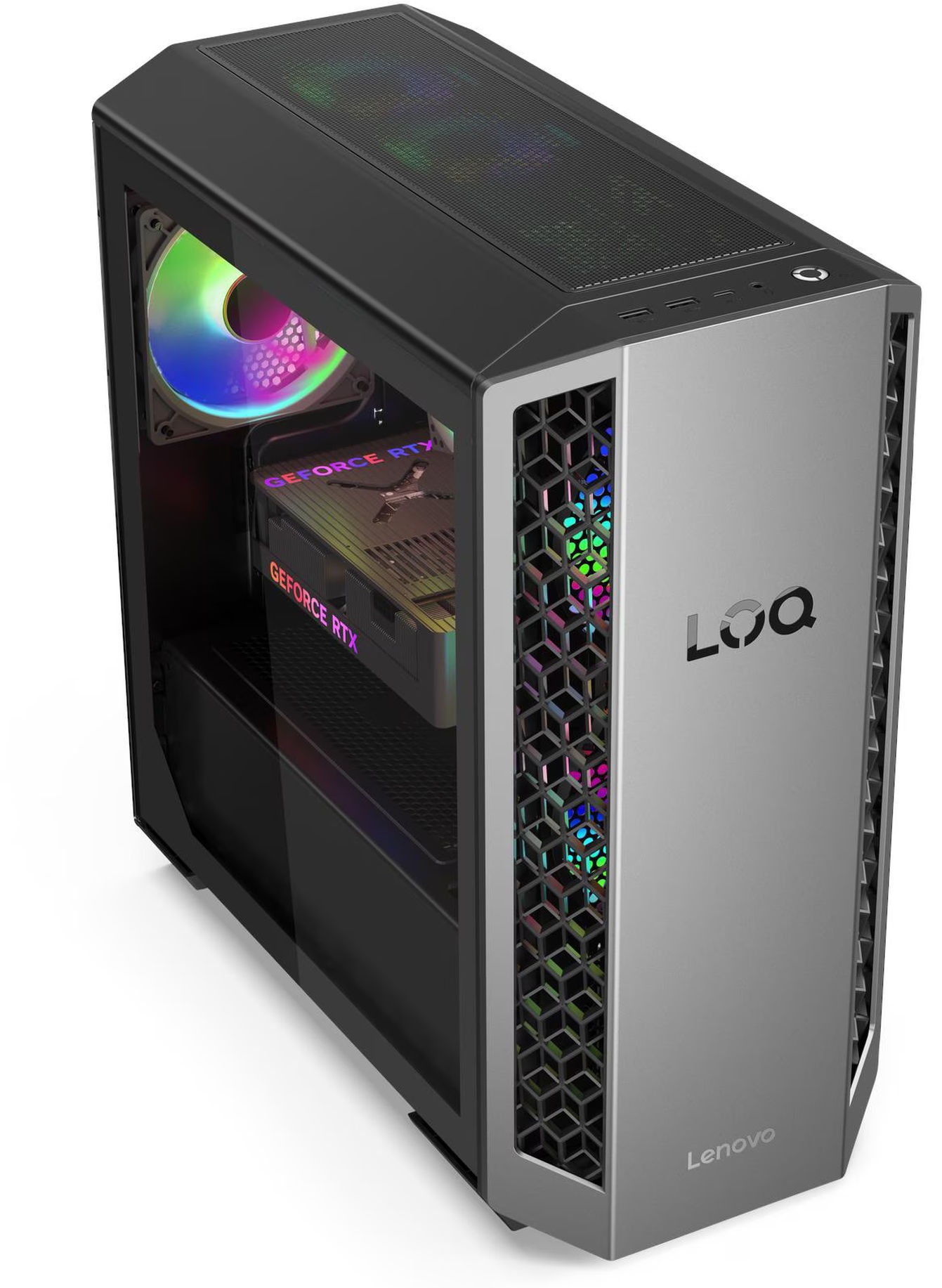 Lenovo LOQ Tower 26ADR10 - carte graphique GeForce RTX Lenovo LOQ Tower 26ADR10 avec carte graphique GeForce RTX visible