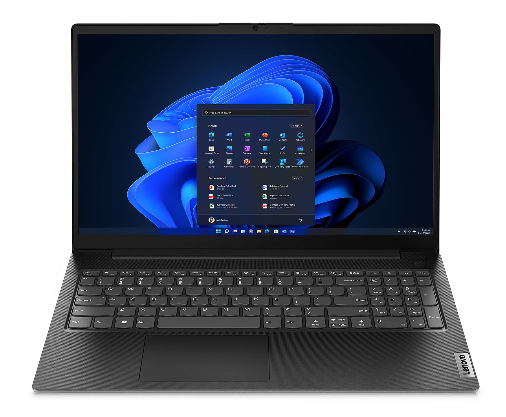 Lenovo V15 G4 AMN (82YU0198FR) vue de face avec clavier Lenovo V15 G4 AMN (82YU0198FR) vue de face avec clavier