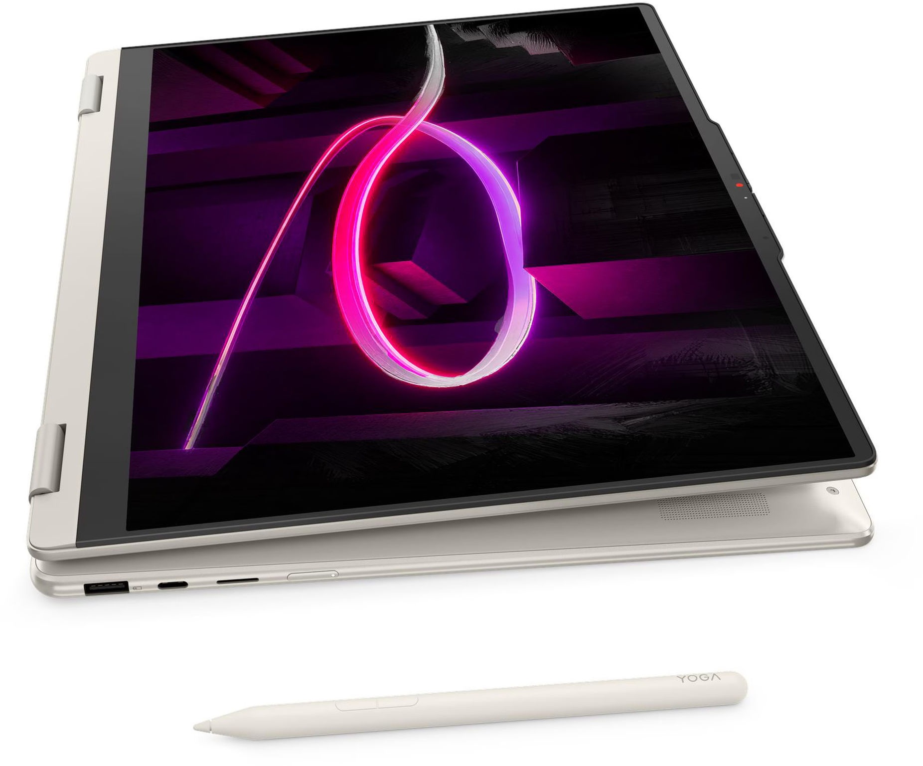 Lenovo Yoga 7 2-en-1 16AGP11 83TF000RFR avec stylet devant l’écran Lenovo Yoga 7 2-en-1 16AGP11 83TF000RFR avec stylet devant l’écran