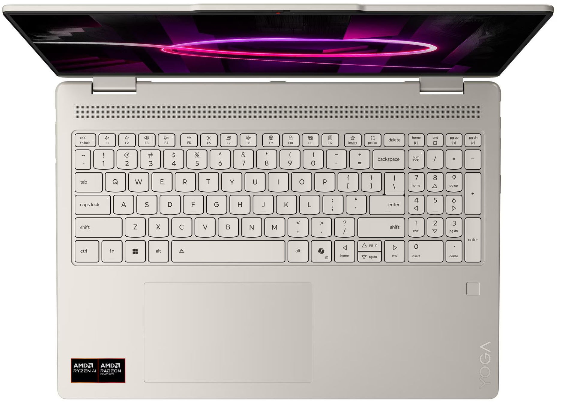 Vue du clavier du Lenovo Yoga 7 2-en-1 16AGP11 83TF000RFR Vue du clavier du Lenovo Yoga 7 2-en-1 16AGP11 83TF000RFR