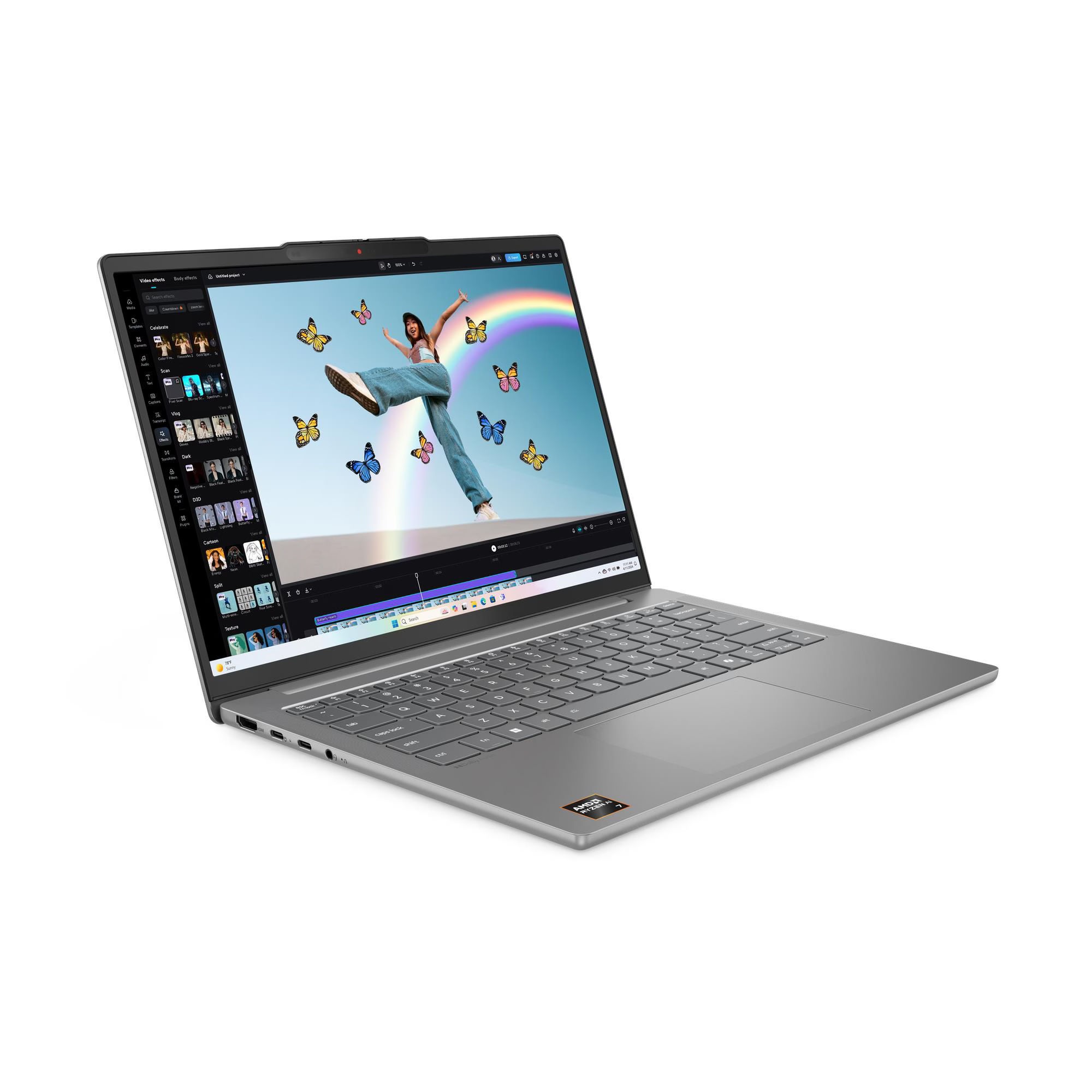 Lenovo Ideapad Slim 5 14AKP10 83HX00C2FR vue ouverte avec écran OLED Lenovo Ideapad Slim 5 14AKP10 83HX00C2FR vue ouverte avec écran OLED