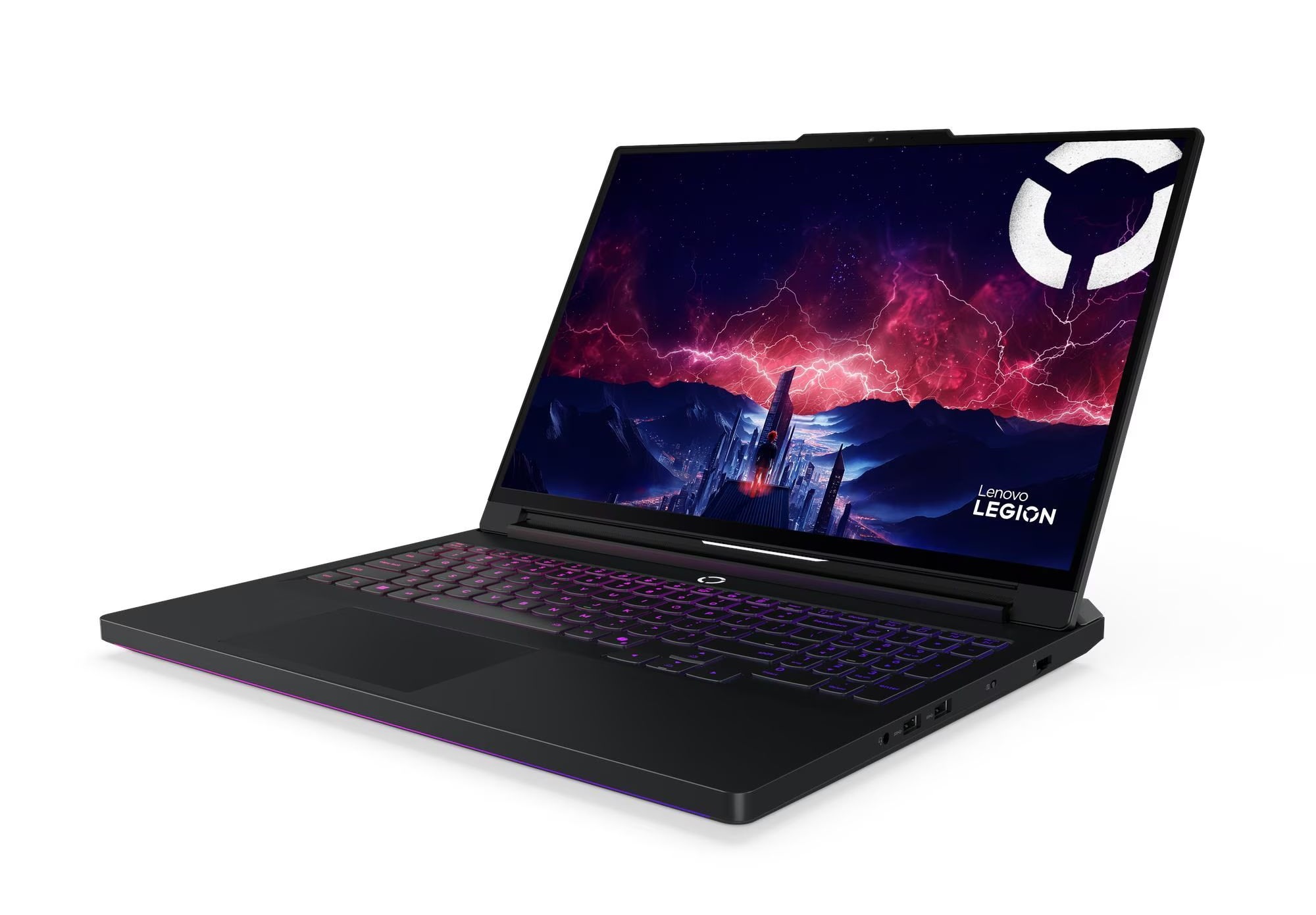 Lenovo Legion Pro 7 16AFR10H 83RU0048FR - vue trois quarts Lenovo Legion Pro 7 16AFR10H 83RU0048FR vue trois quarts avec clavier RGB
