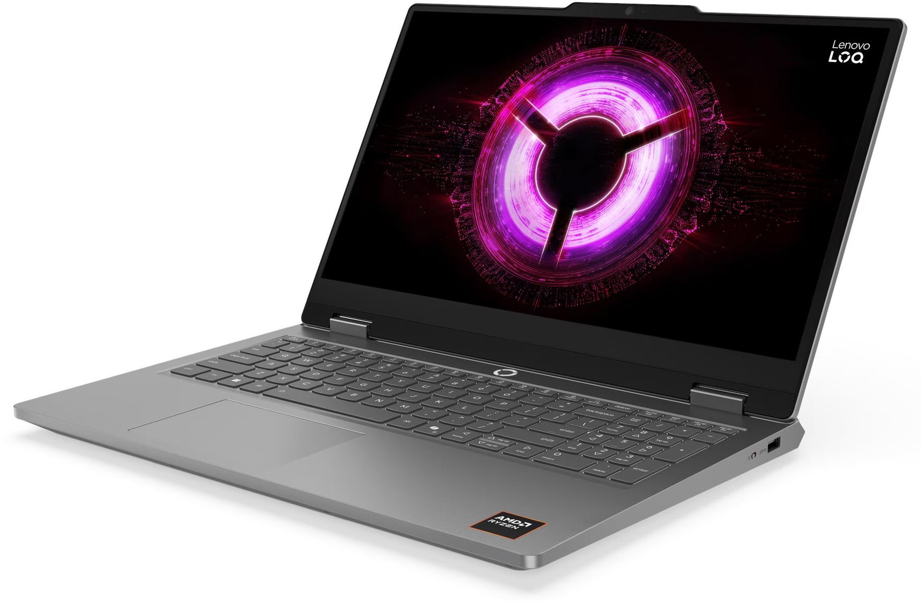 Lenovo LOQ Essential 15ARP11 83VA0016FR vue en angle avec châssis gris Lenovo LOQ Essential 15ARP11 83VA0016FR vue en angle avec châssis gris