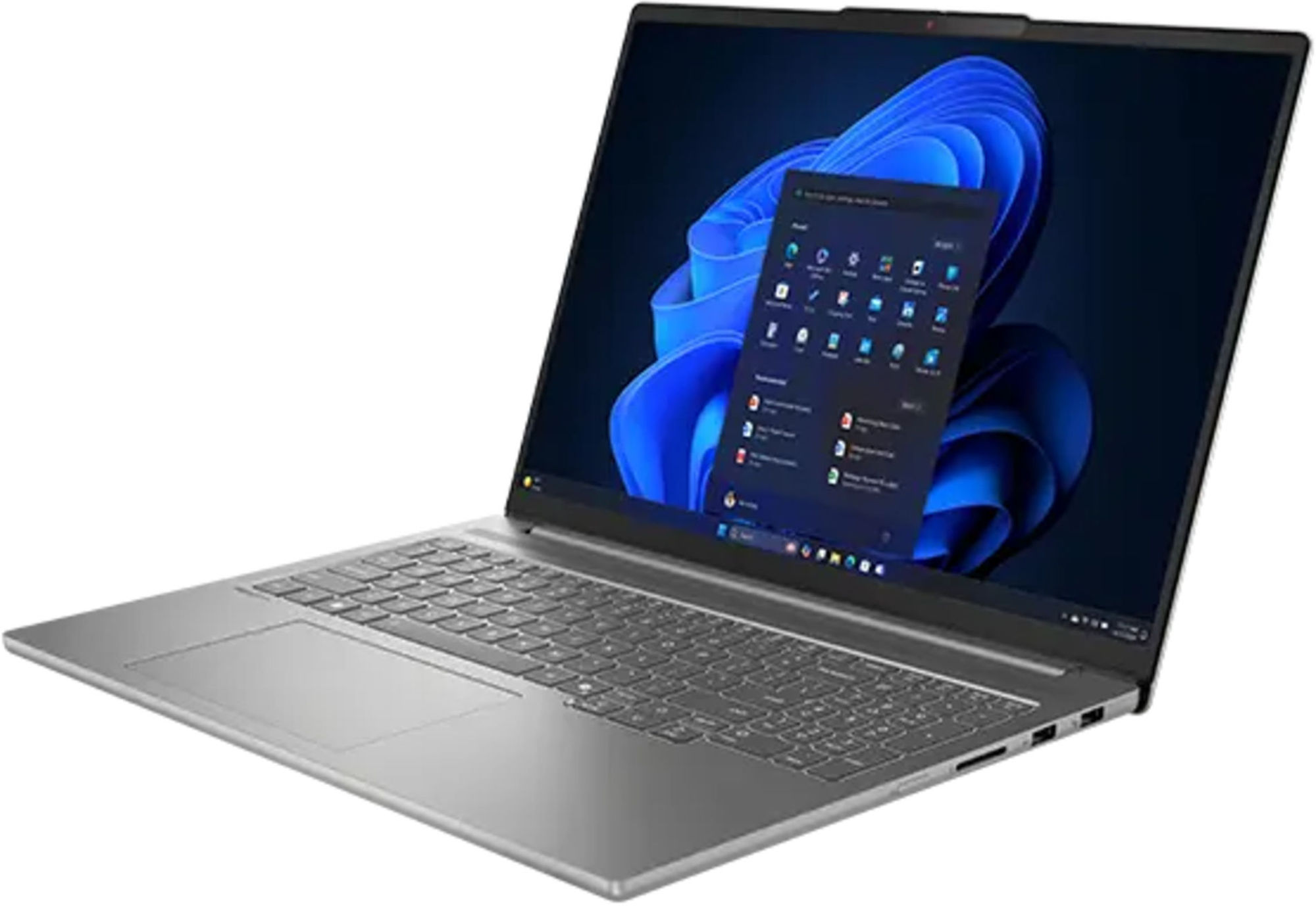 Lenovo IdeaPad Pro 5 16IAH10 83JM005JFR clavier et écran Lenovo IdeaPad Pro 5 16IAH10 83JM005JFR vue en angle du clavier et de l’écran