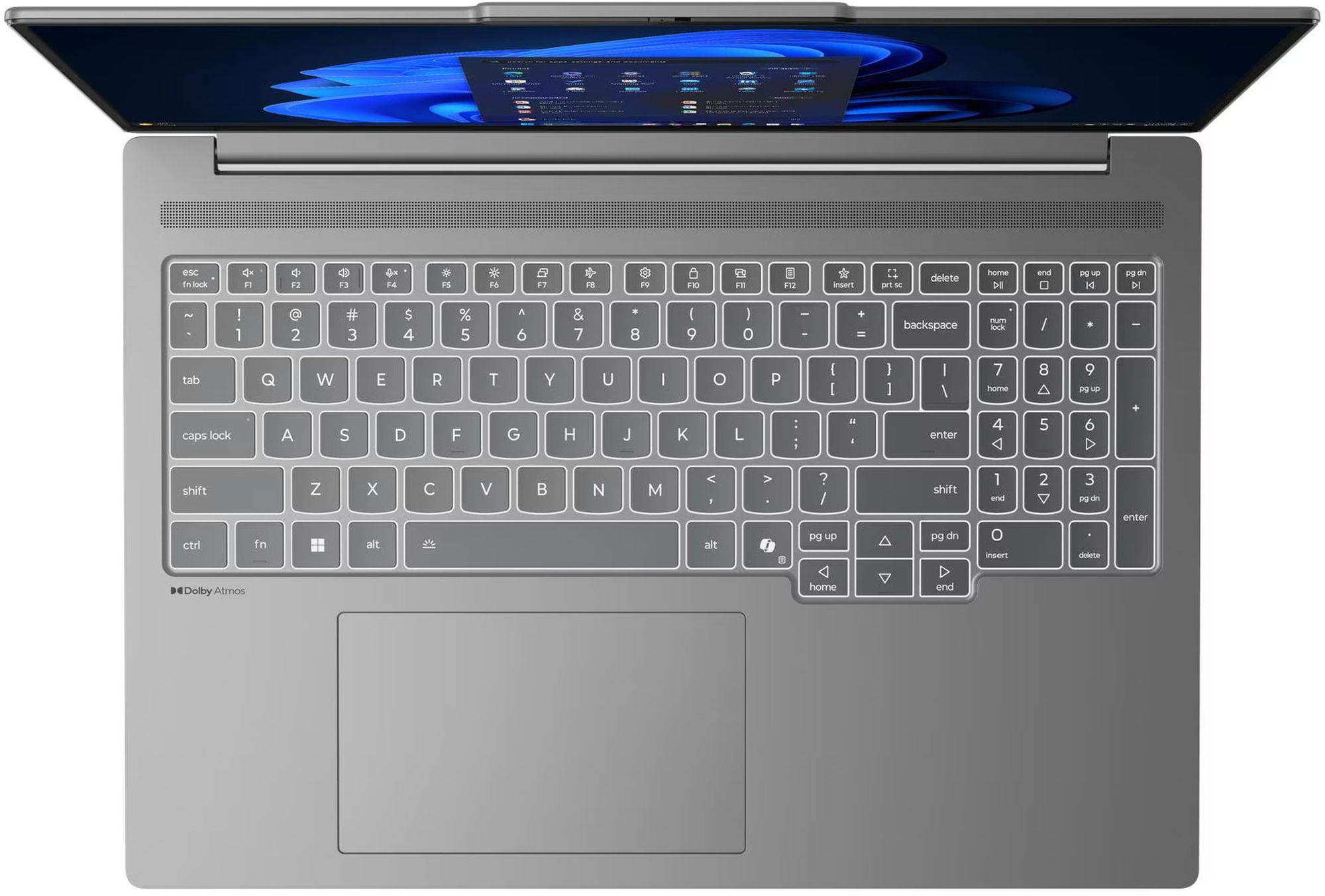 Lenovo IdeaPad Pro 5 16IAH10 83JM005JFR clavier avec pavé numérique Lenovo IdeaPad Pro 5 16IAH10 83JM005JFR vue du clavier avec pavé numérique