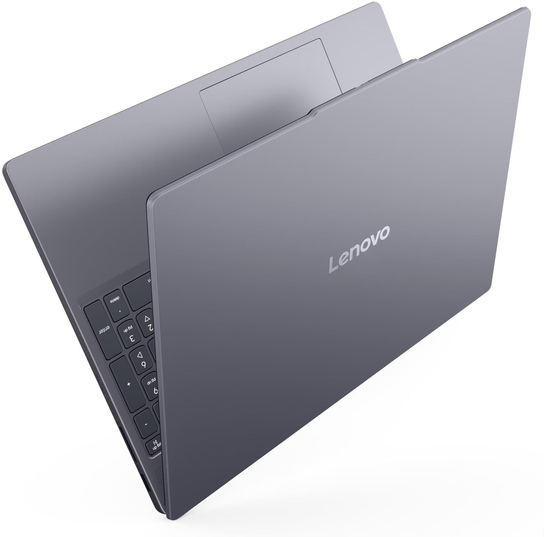 Lenovo IdeaPad Slim 3 15IPH11 83UR0058FR - design semi-ouvert Lenovo IdeaPad Slim 3 15IPH11 83UR0058FR design gris en position semi-ouverte