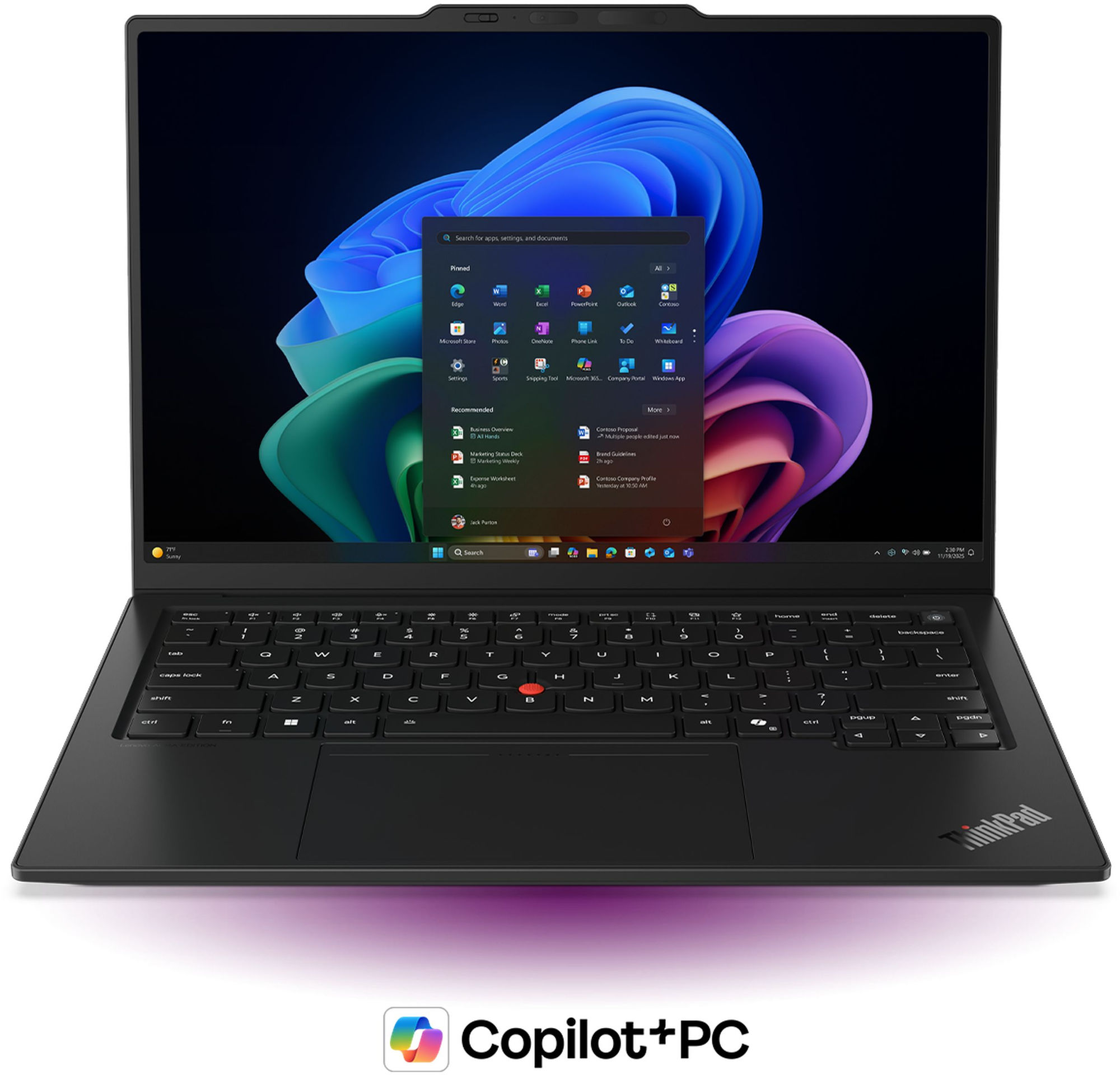 Lenovo ThinkPad X1 Carbon Gen 14 21V700A3FR vue de face avec écran 14 pouces Lenovo ThinkPad X1 Carbon Gen 14 21V700A3FR vue de face avec écran 14 pouces