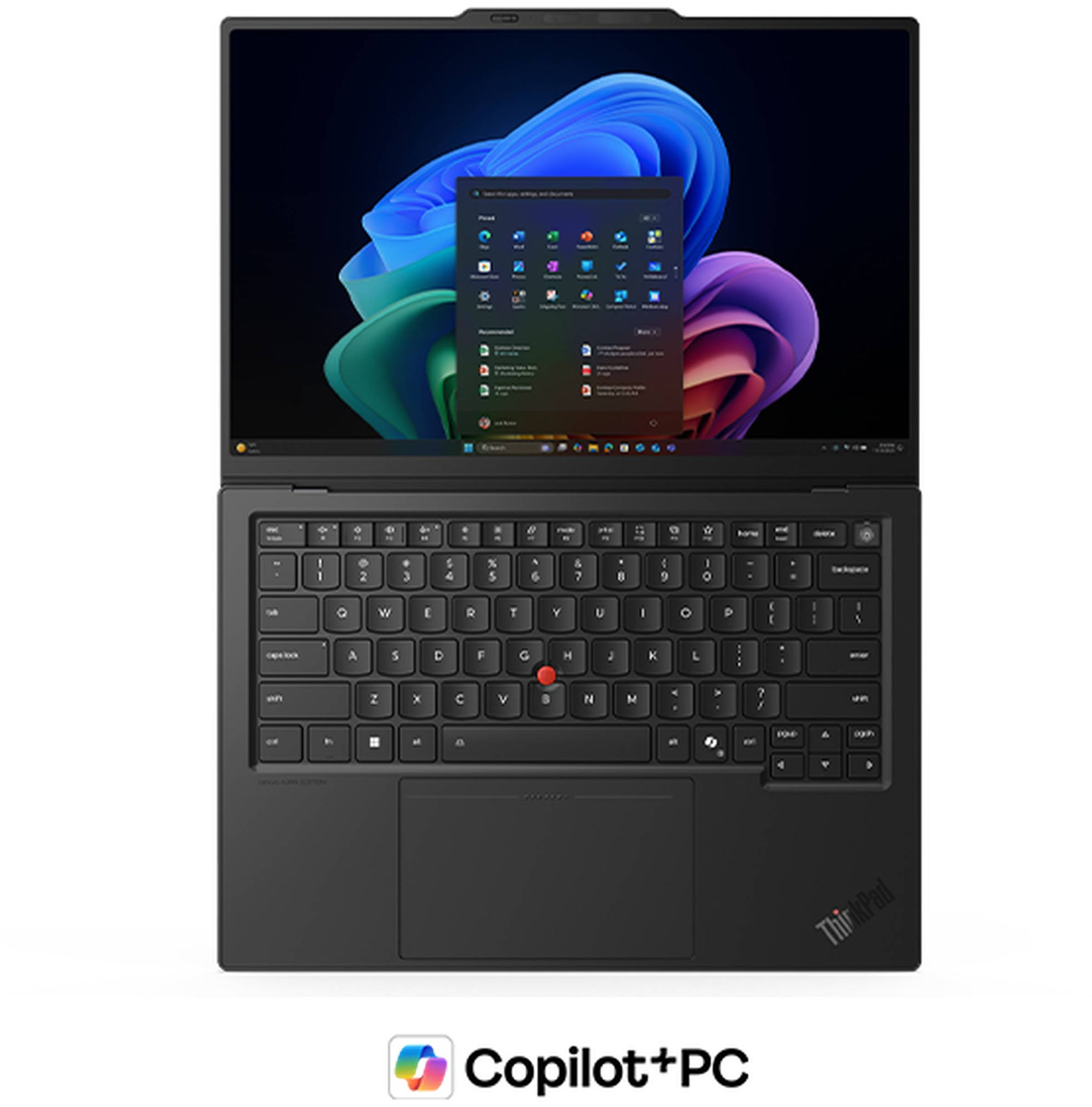 Lenovo ThinkPad X1 Carbon Gen 14 21V700A3FR clavier et écran vus du dessus Lenovo ThinkPad X1 Carbon Gen 14 21V700A3FR clavier et écran vus du dessus