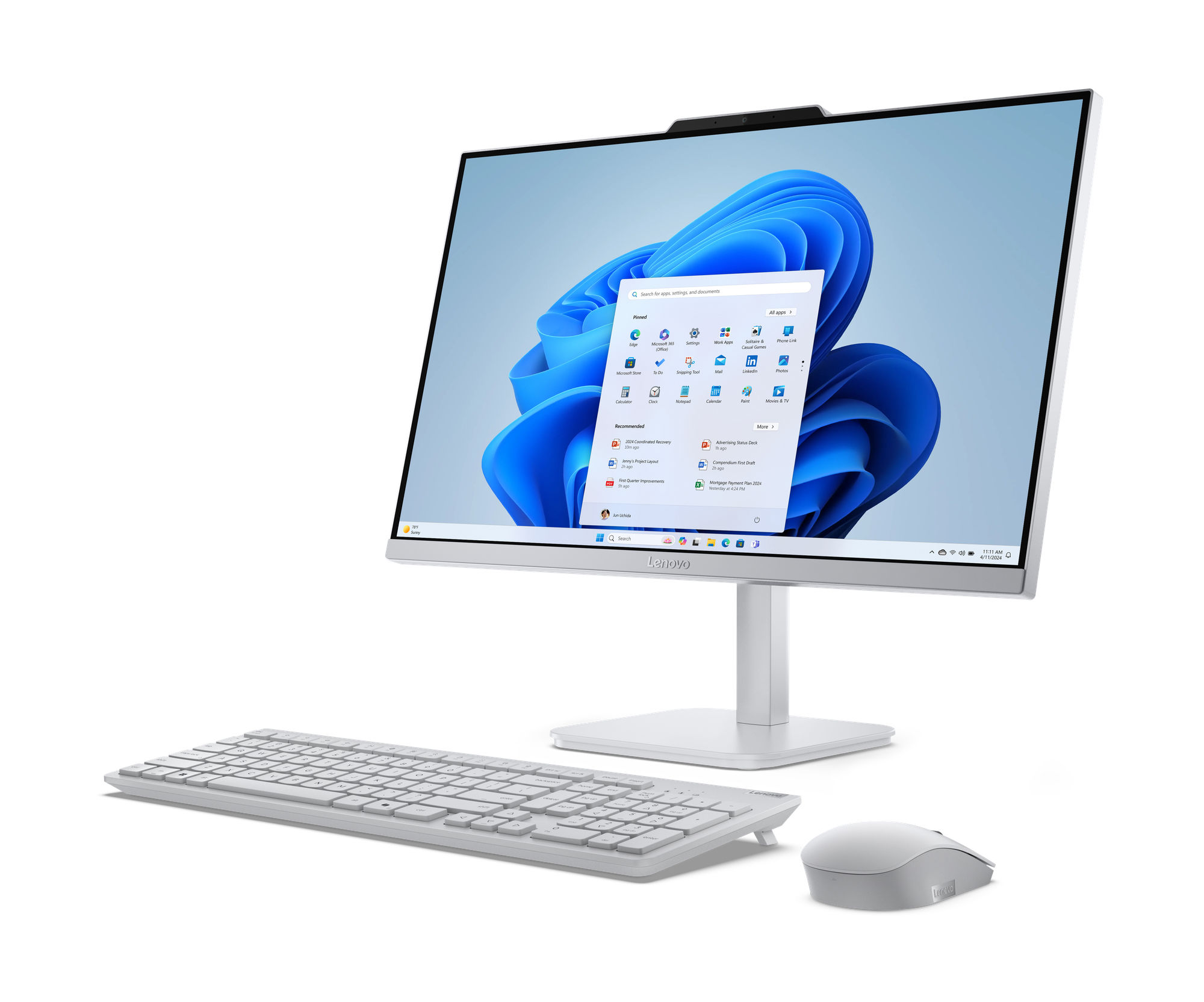 Lenovo A100 F0JN0032FR - PC de bureau tout-en-un compact Lenovo A100 F0JN0032FR en situation de bureau