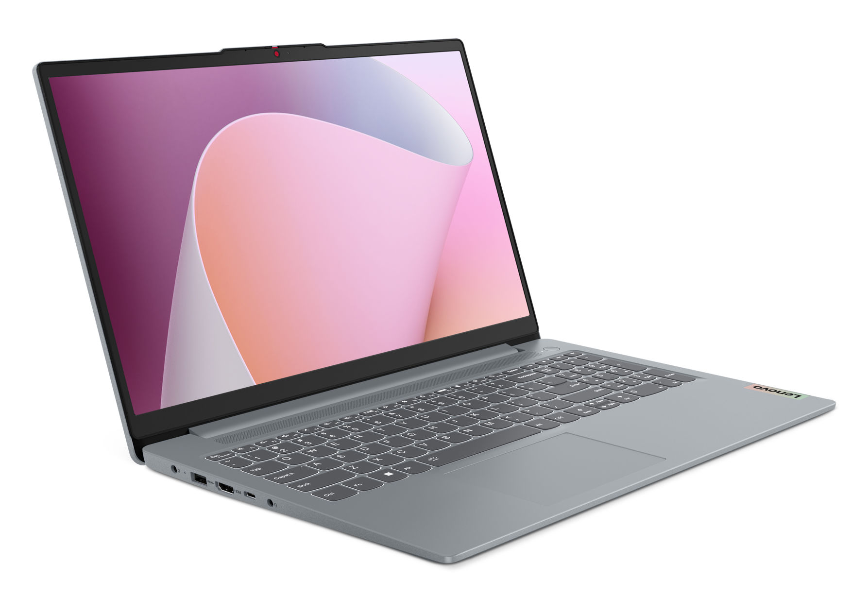 Lenovo IdeaPad Slim 3 15AMN8 82XQ01JFFR - vue ouverte Lenovo IdeaPad Slim 3 15AMN8 82XQ01JFFR ouvert en vue trois quarts