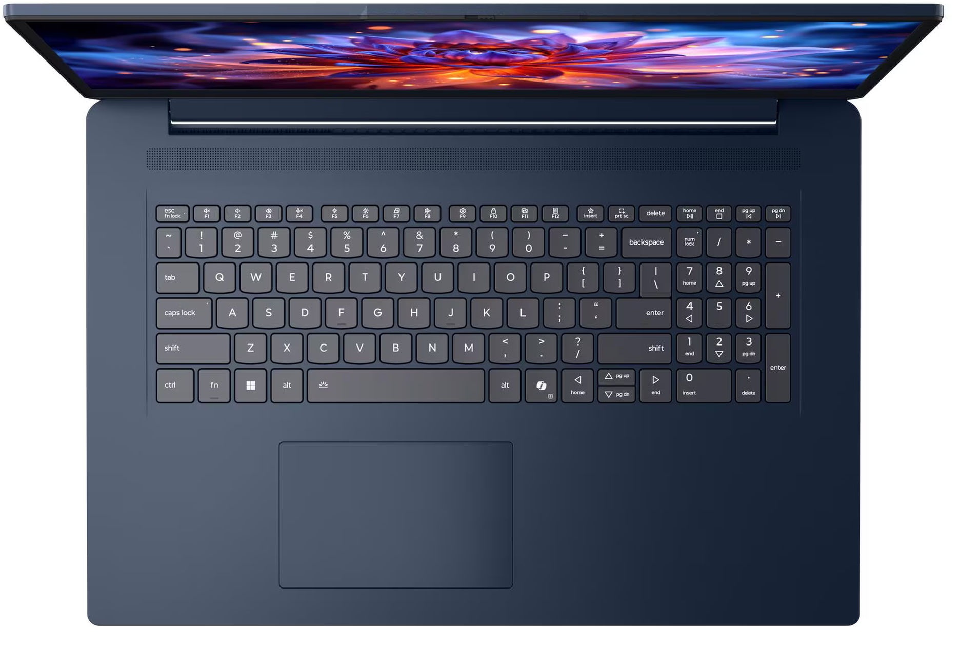 Vue du clavier du Lenovo IdeaPad Slim 3 17IWC11 83VS005JFR Clavier avec pavé numérique du Lenovo IdeaPad Slim 3 17IWC11 83VS005JFR