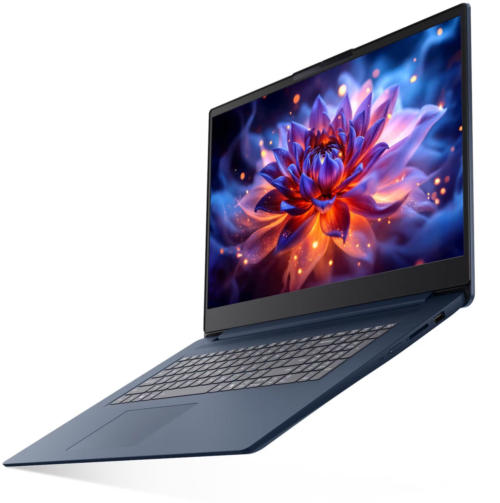 Lenovo IdeaPad Slim 3 17IWC11 83VS005JFR en vue trois quarts Vue en trois quarts du Lenovo IdeaPad Slim 3 17IWC11 83VS005JFR bleu