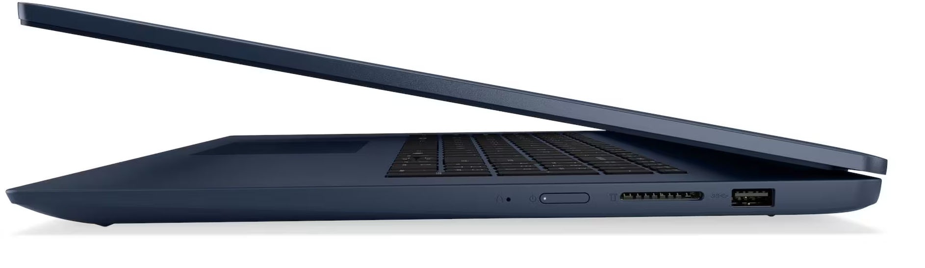 Profil latéral du Lenovo IdeaPad Slim 3 17IWC11 83VS005JFR Vue latérale rapprochée du Lenovo IdeaPad Slim 3 17IWC11 83VS005JFR