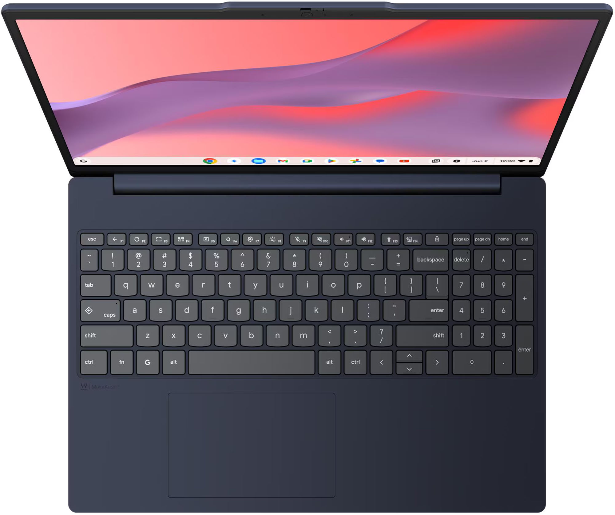 Lenovo Chrome 15M8910 83W70018FR vu de face Vue de face du Lenovo Chrome 15M8910 83W70018FR avec son grand écran 16/10