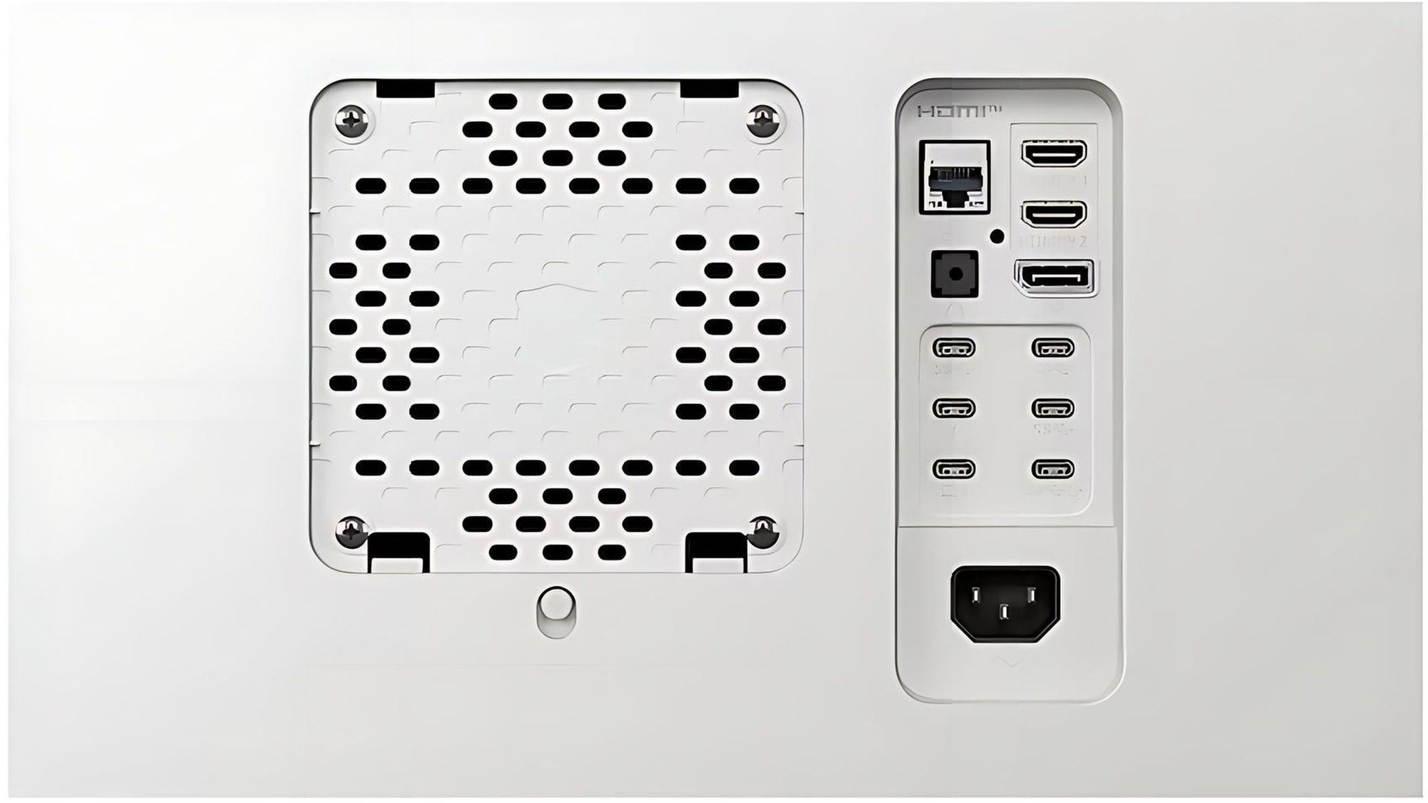 LG 40U990A-W – ports en gros plan Connectique arrière du LG 40U990A-W en gros plan