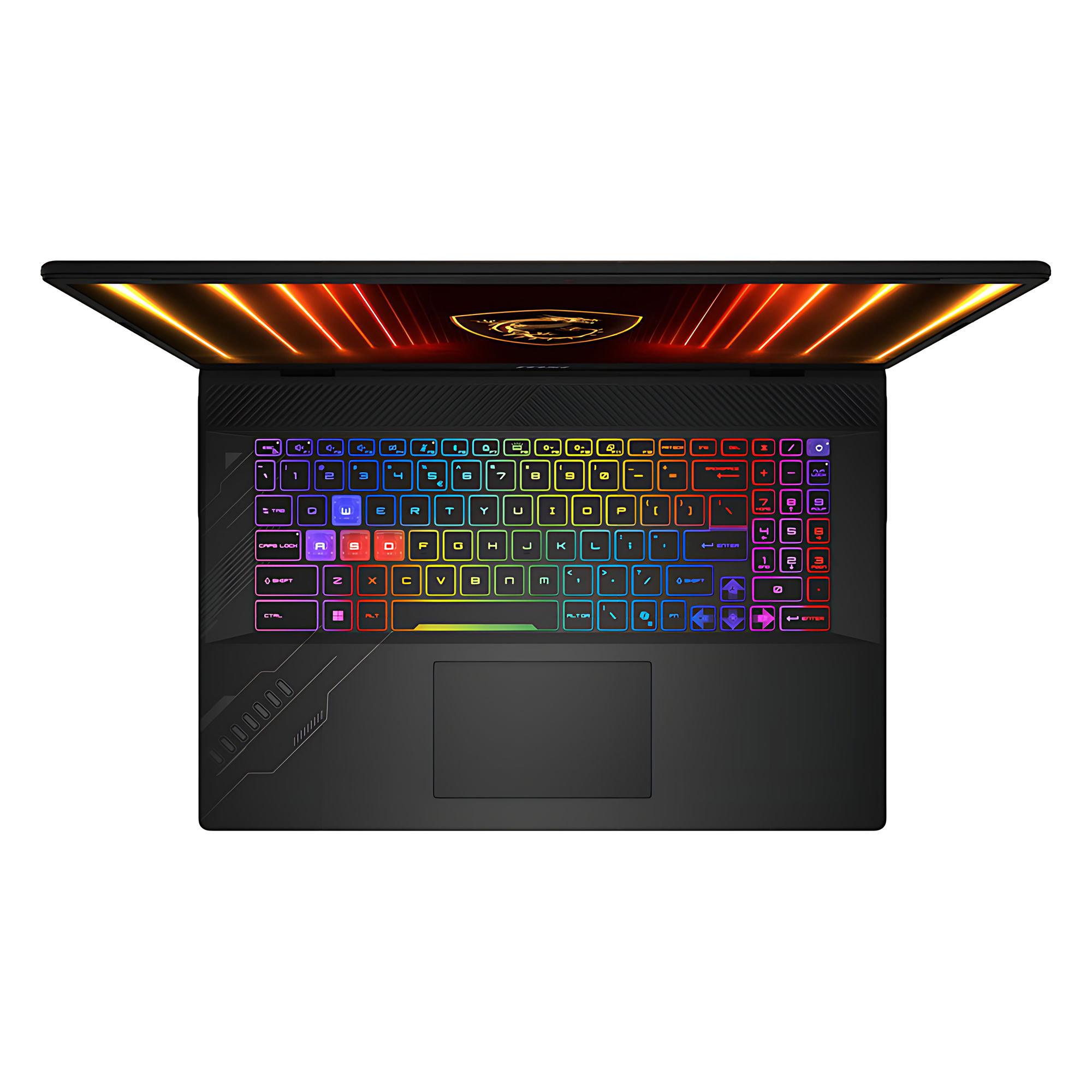 MSI Crosshair 17 HX AI D2XWGKG-001FR - PC portable gamer haut de gamme 17 pouces MSI Crosshair 17 HX AI D2XWGKG-001FR PC portable gamer ouvert sur un bureau