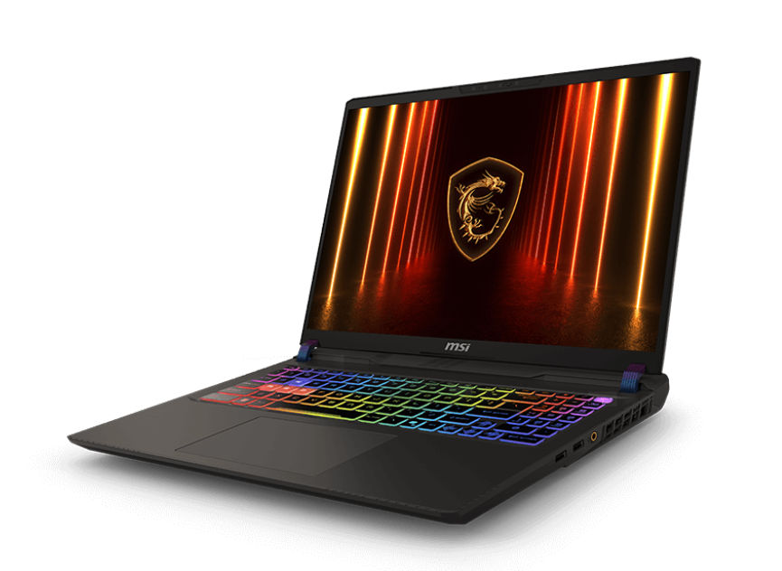 Vue de trois quarts du MSI Vector 16 HX AI A2XWHG-664XFR MSI Vector 16 HX AI A2XWHG-664XFR vu de trois quarts