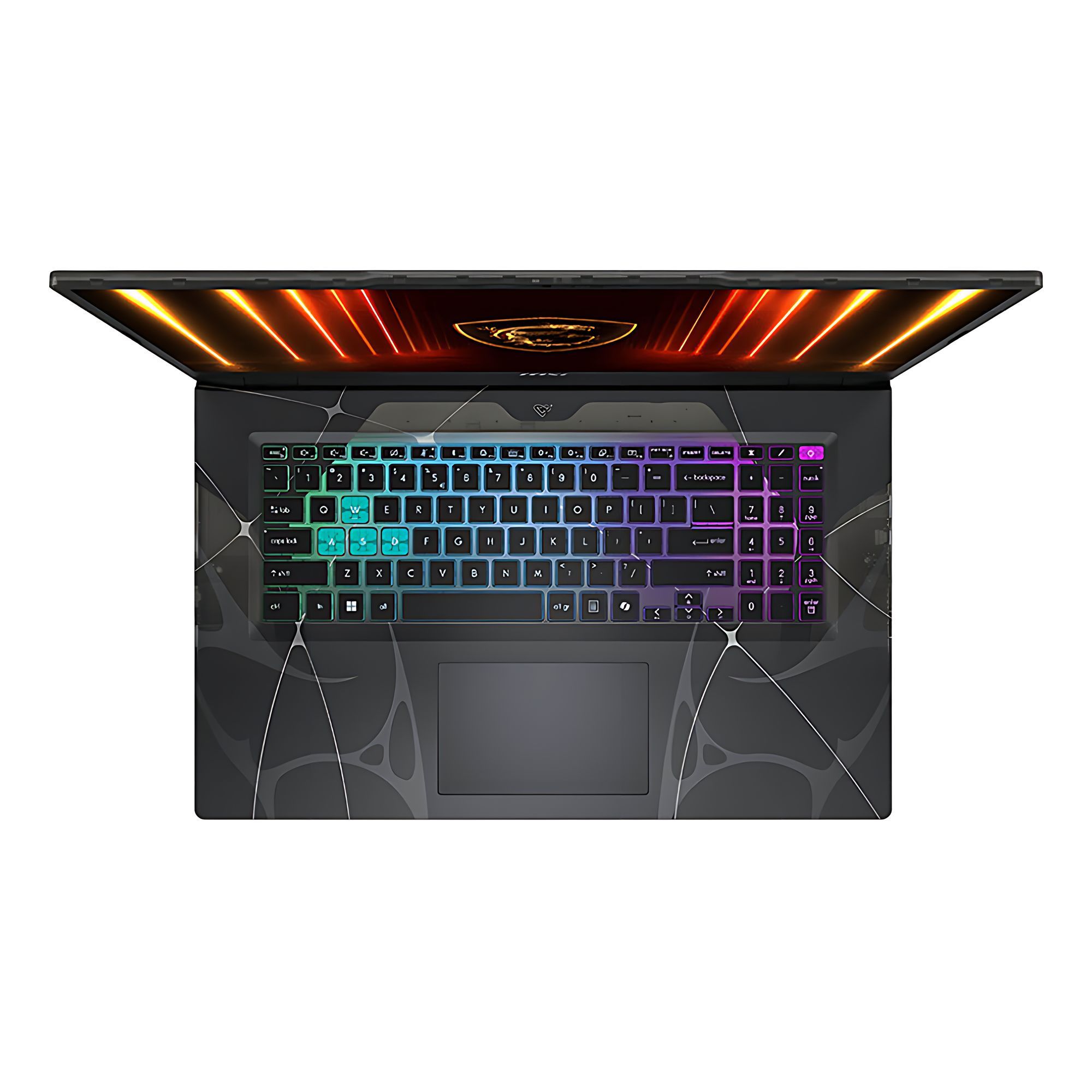 MSI Cyborg 15 B13WEKG-652FR - vue du dessus avec clavier rétroéclairé RGB Clavier RGB du MSI Cyborg 15 B13WEKG-652FR vu du dessus