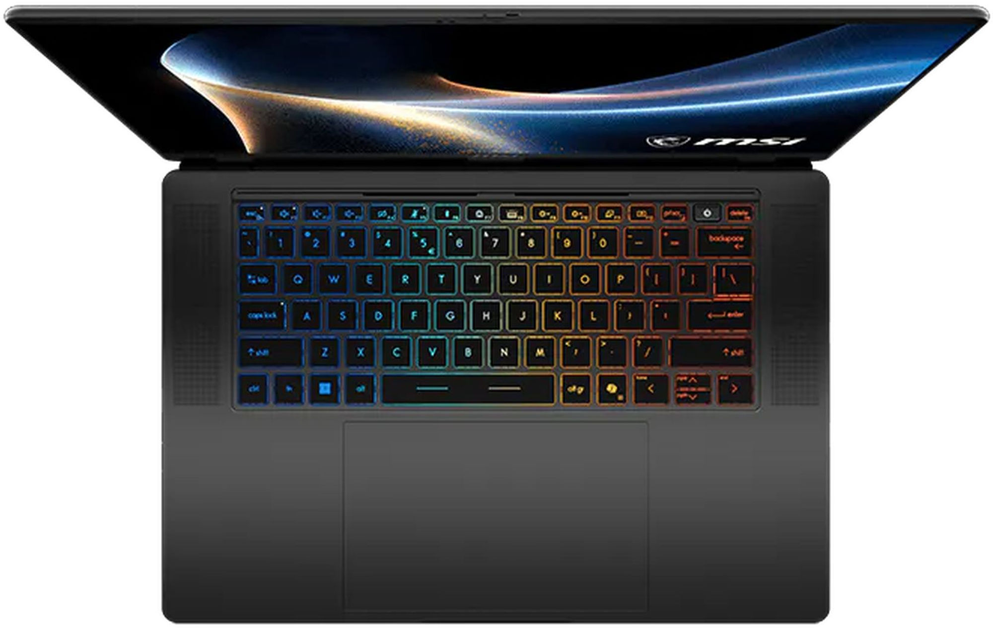 MSI Stealth 16 AI+ B3WI-001FR clavier vu de dessus MSI Stealth 16 AI+ B3WI-001FR clavier vu de dessus