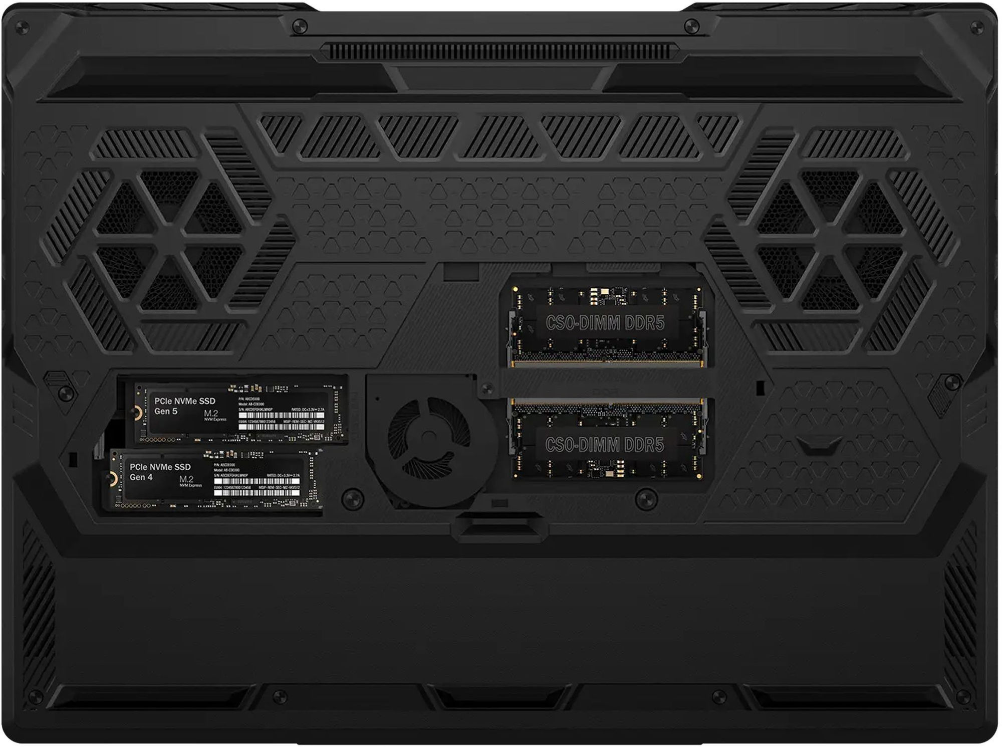 MSI Raider 16 Max HX B2WI-001FR vue interne dessous MSI Raider 16 Max HX B2WI-001FR vue interne dessous