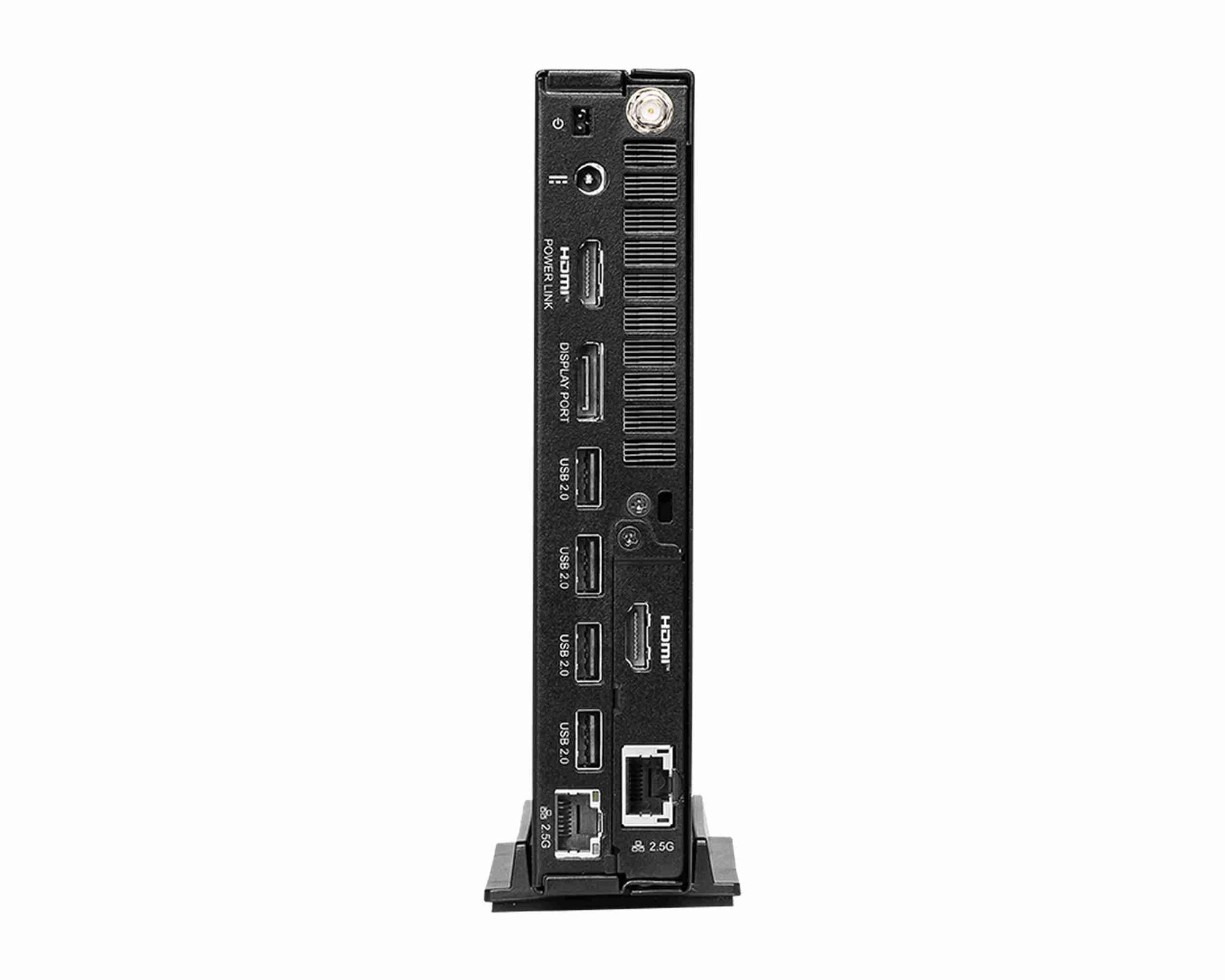 MSI PRO DP10 A14MG-004EU - connectique arrière professionnelle Connectique arrière du MSI PRO DP10 A14MG-004EU avec sorties vidéo et réseau