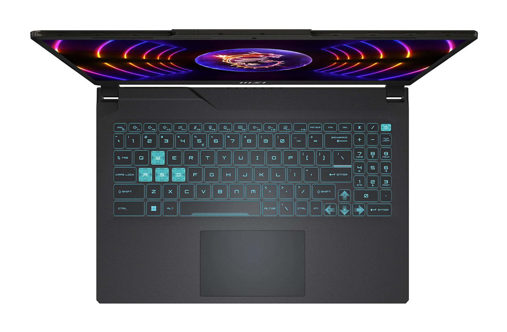 MSI Cyborg 15 A13VE-2479FRNN - clavier et pavé tactile MSI Cyborg 15 A13VE-2479FRNN clavier et pavé tactile vus du dessus