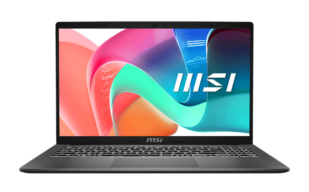 MSI Modern 15 F1MG-687XFR vue de face écran et clavier MSI Modern 15 F1MG-687XFR vue de face écran et clavier